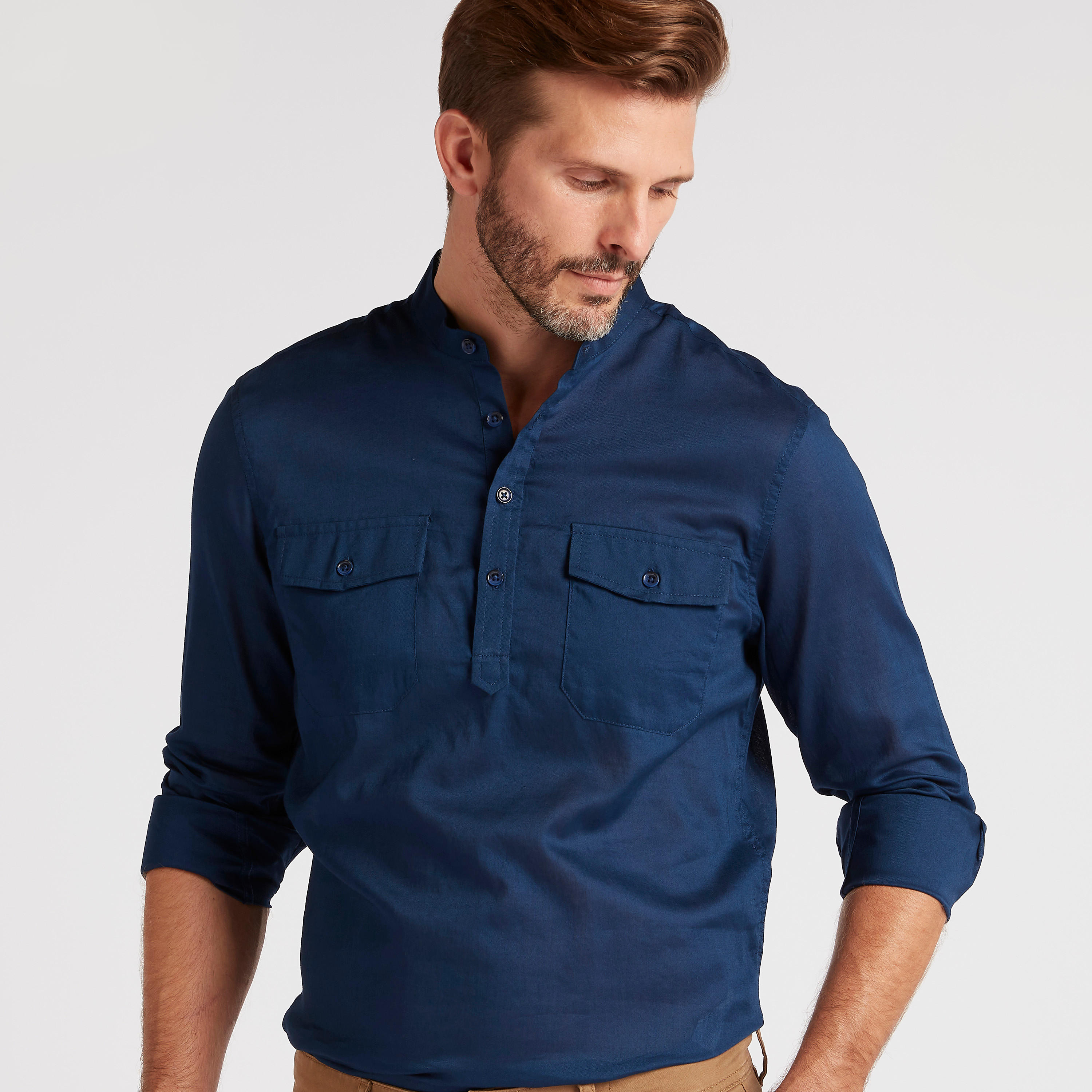 قميص بقصّة سليم وسحاب إغلاق وياقة ماندرين-men-clothing-shirts-image-5