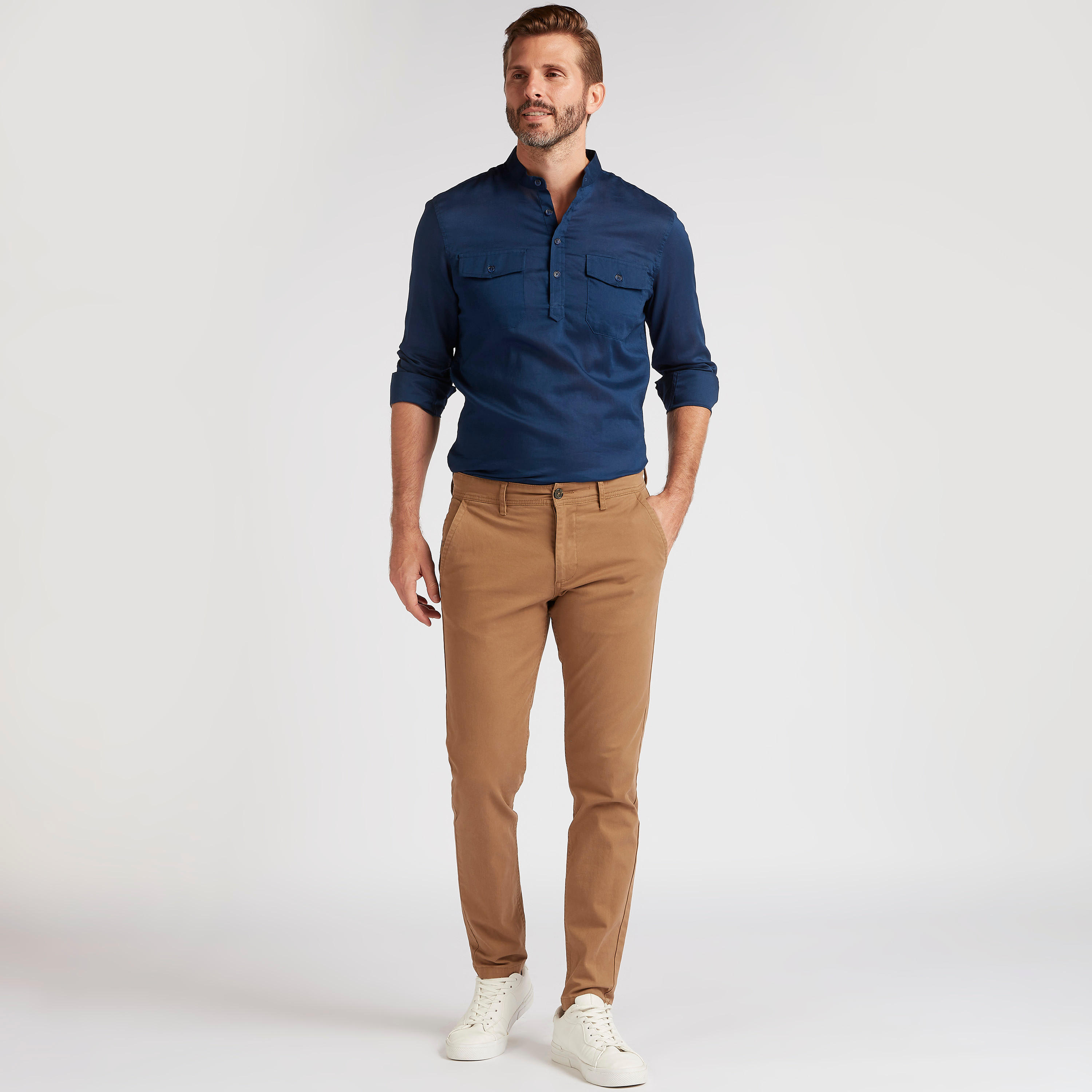 قميص بقصّة سليم وسحاب إغلاق وياقة ماندرين-men-clothing-shirts-image-4