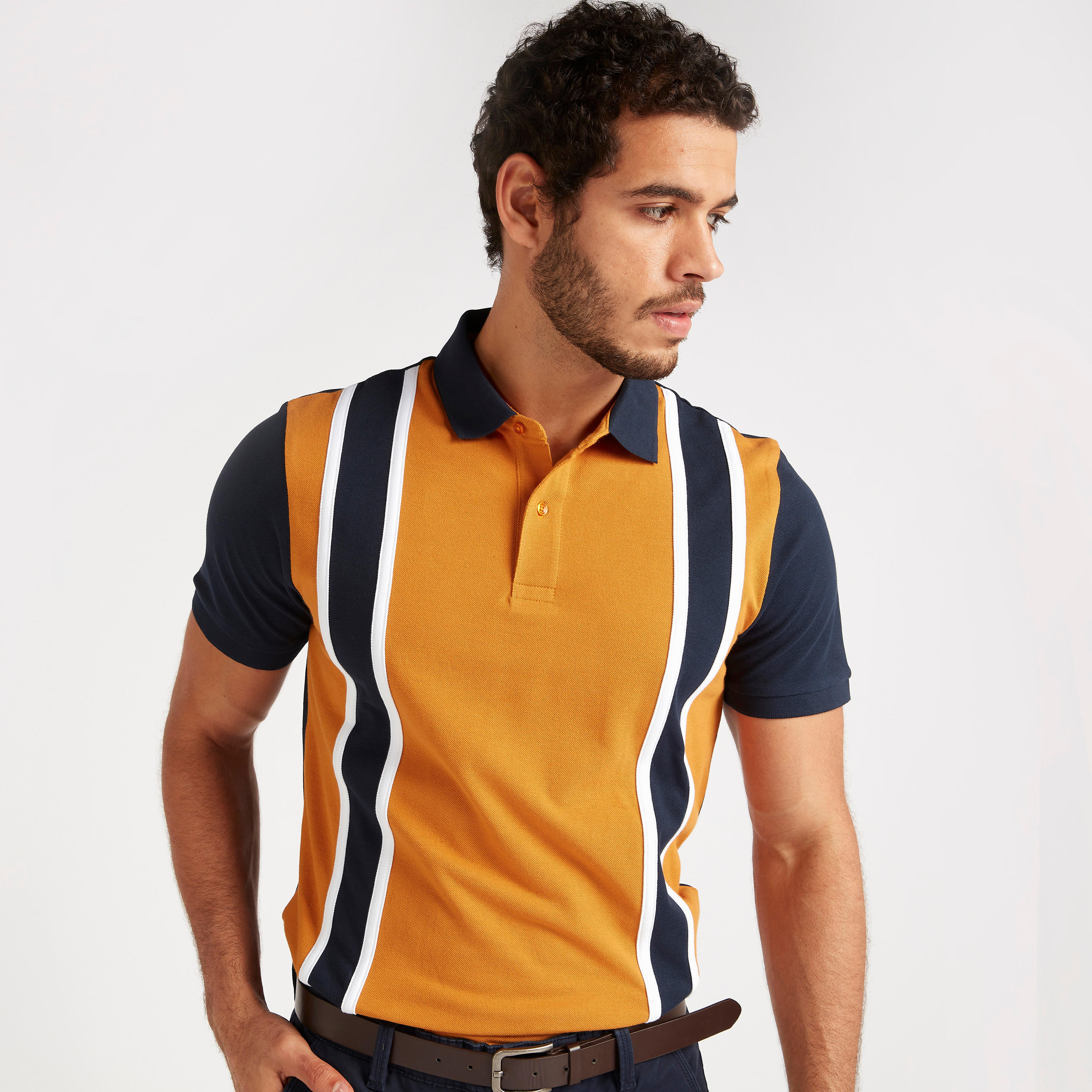 Striped Polo T-shirt with Short Sleeves-men-clothing-tshirtsandpolos-polos-image-1