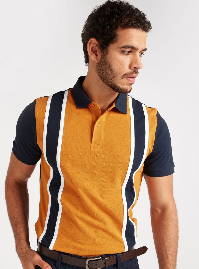 Striped Polo T-shirt with Short Sleeves-men-clothing-tshirtsandpolos-polos-image-1