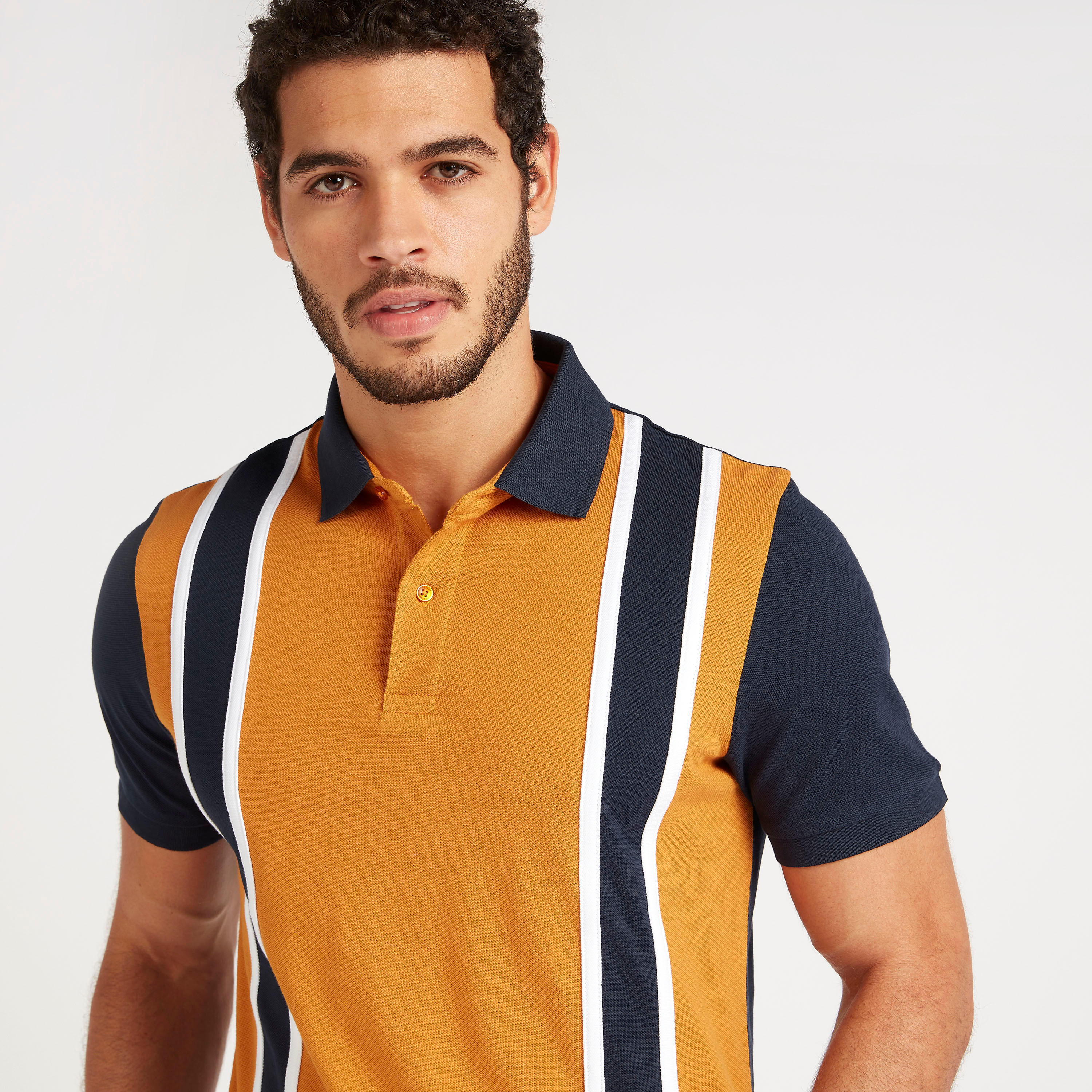 Striped Polo T-shirt with Short Sleeves-men-clothing-tshirtsandpolos-polos-image-3