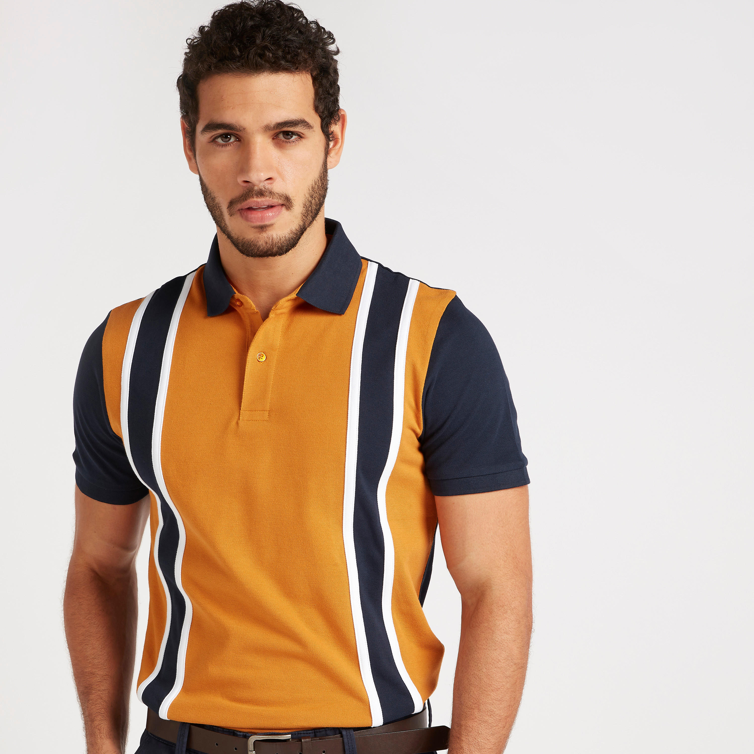 Striped Polo T-shirt with Short Sleeves-men-clothing-tshirtsandpolos-polos-image-5