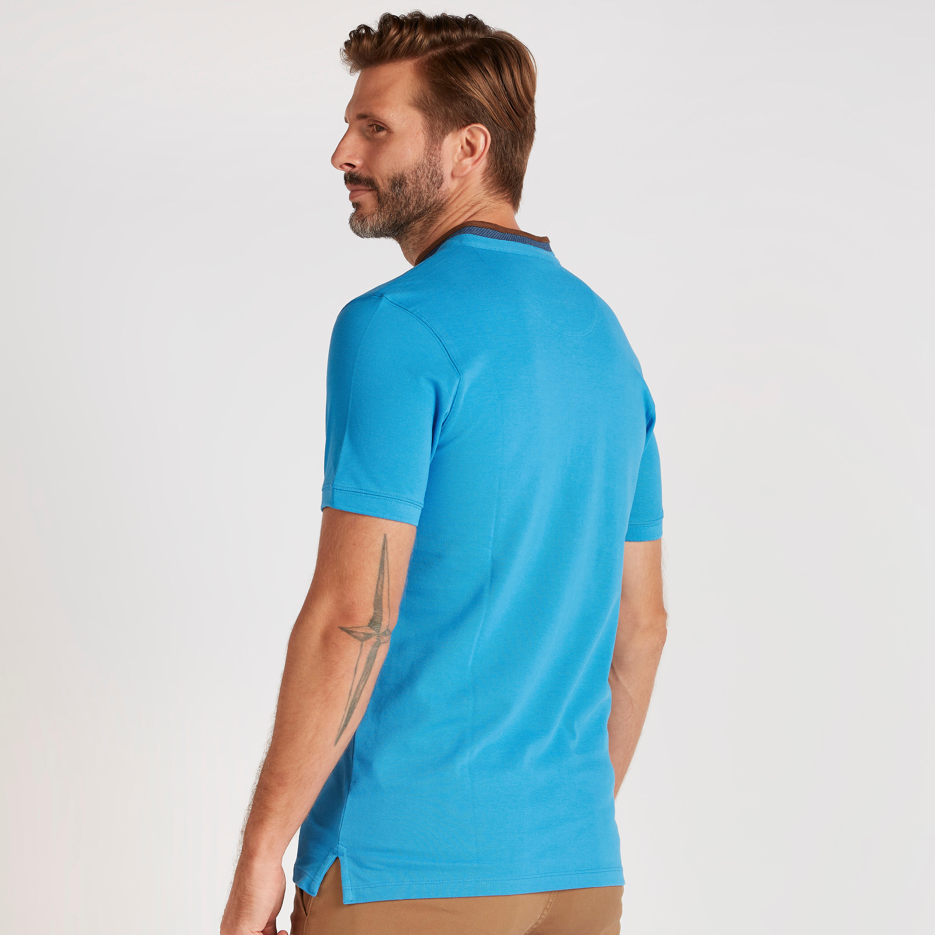تيشيرت بولو سادة بأكمام قصيرة وياقة ماندارين-men-clothing-tshirtsandpolos-polos-image-4