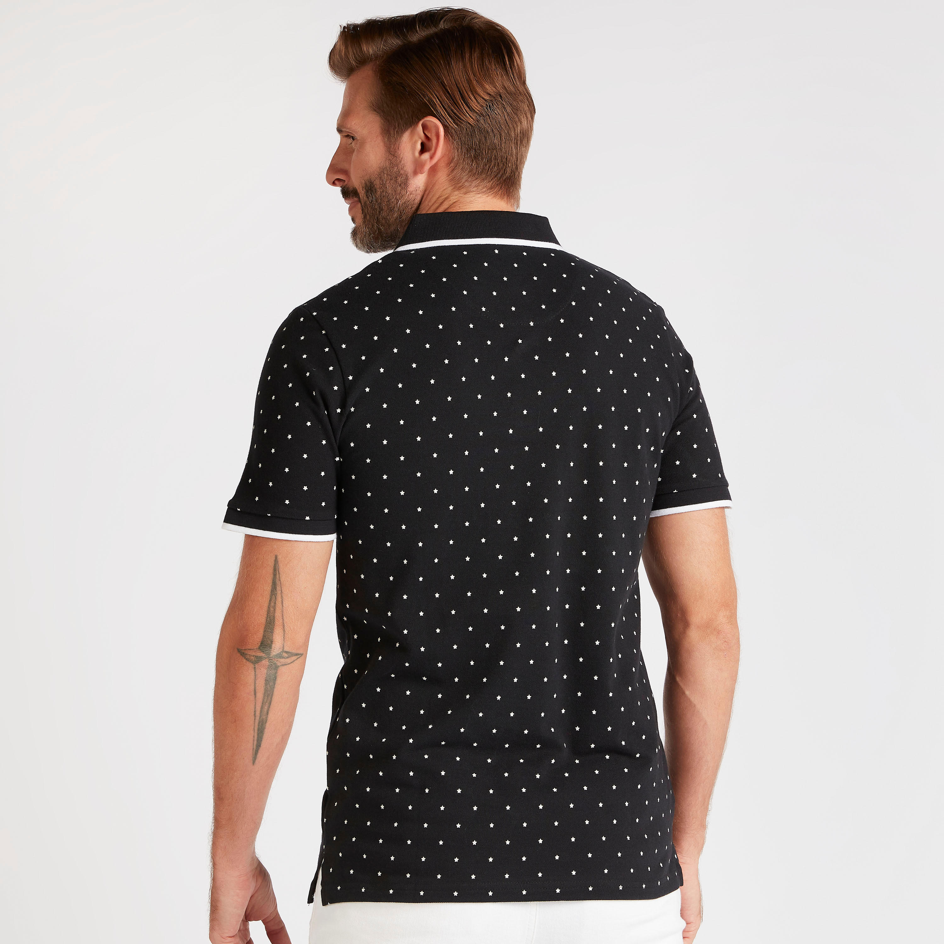 تيشيرت بولو بأكمام قصيرة وطبعات نجوم-men-clothing-tshirtsandpolos-polos-image-4