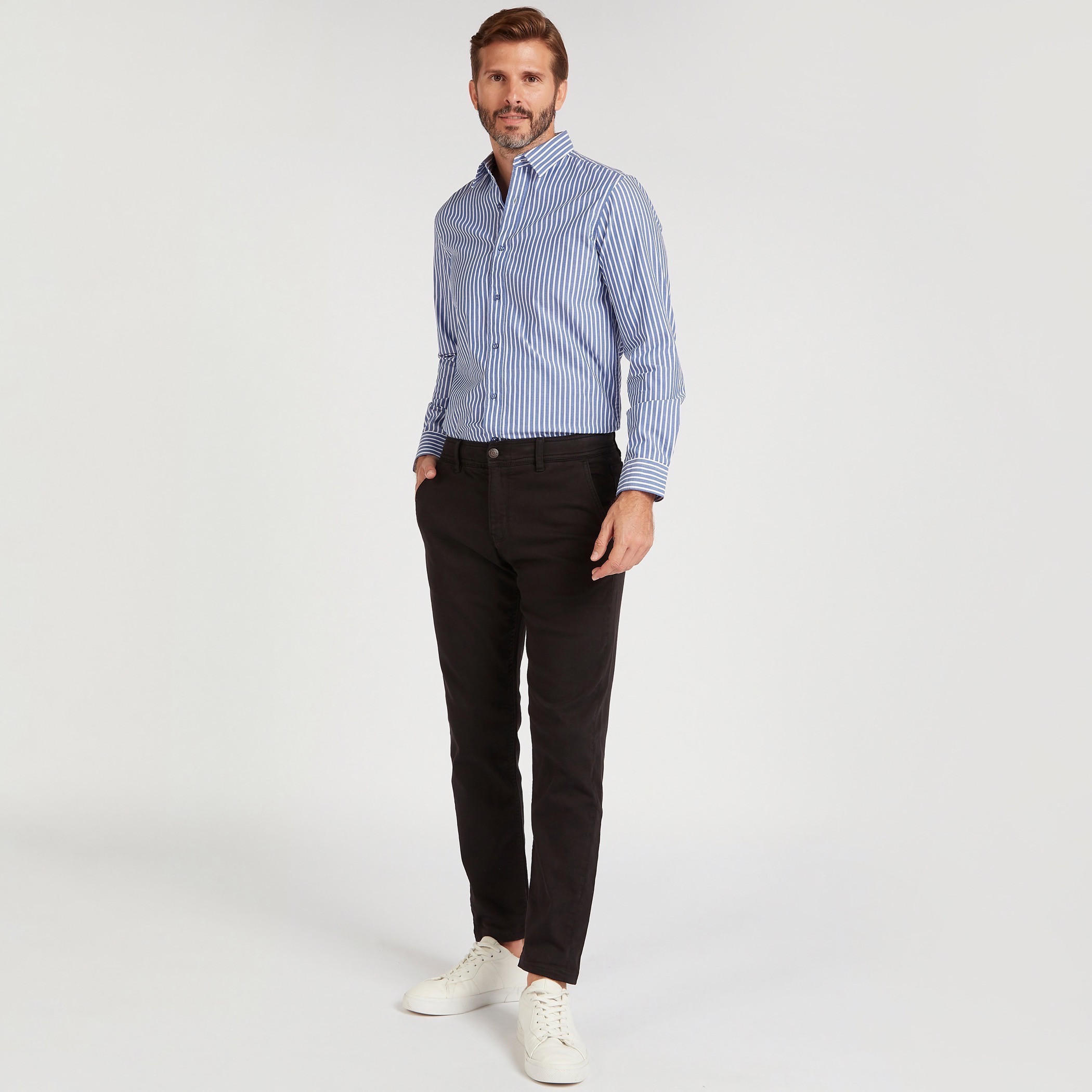 قميص مخطط بياقة عاديّة وأكمام طويلة-men-clothing-shirts-image-3