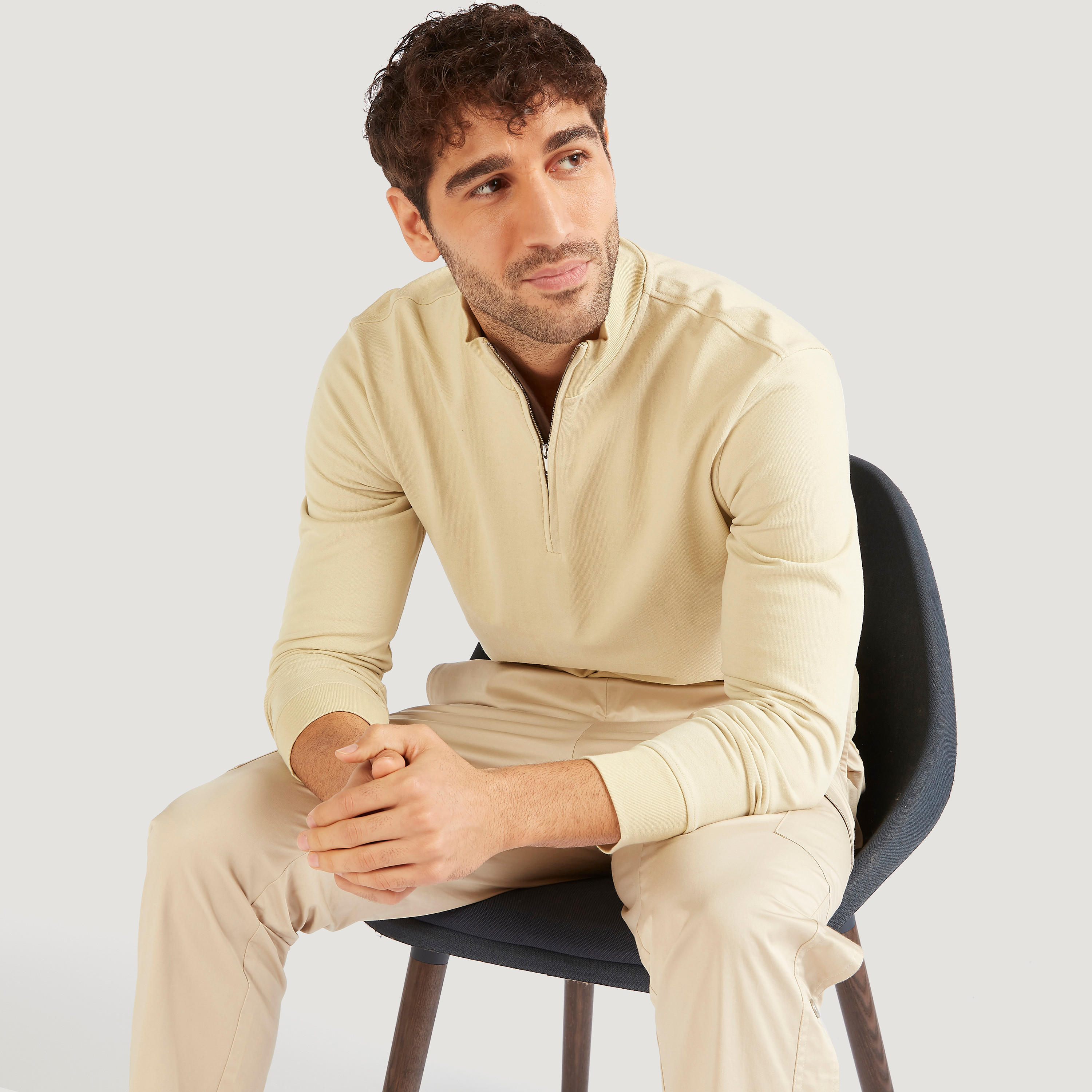 Solid High Neck Sweatshirt with Zip Closure and Long Sleeves-men-winterwear-hoodiesandsweatshirts-image-1