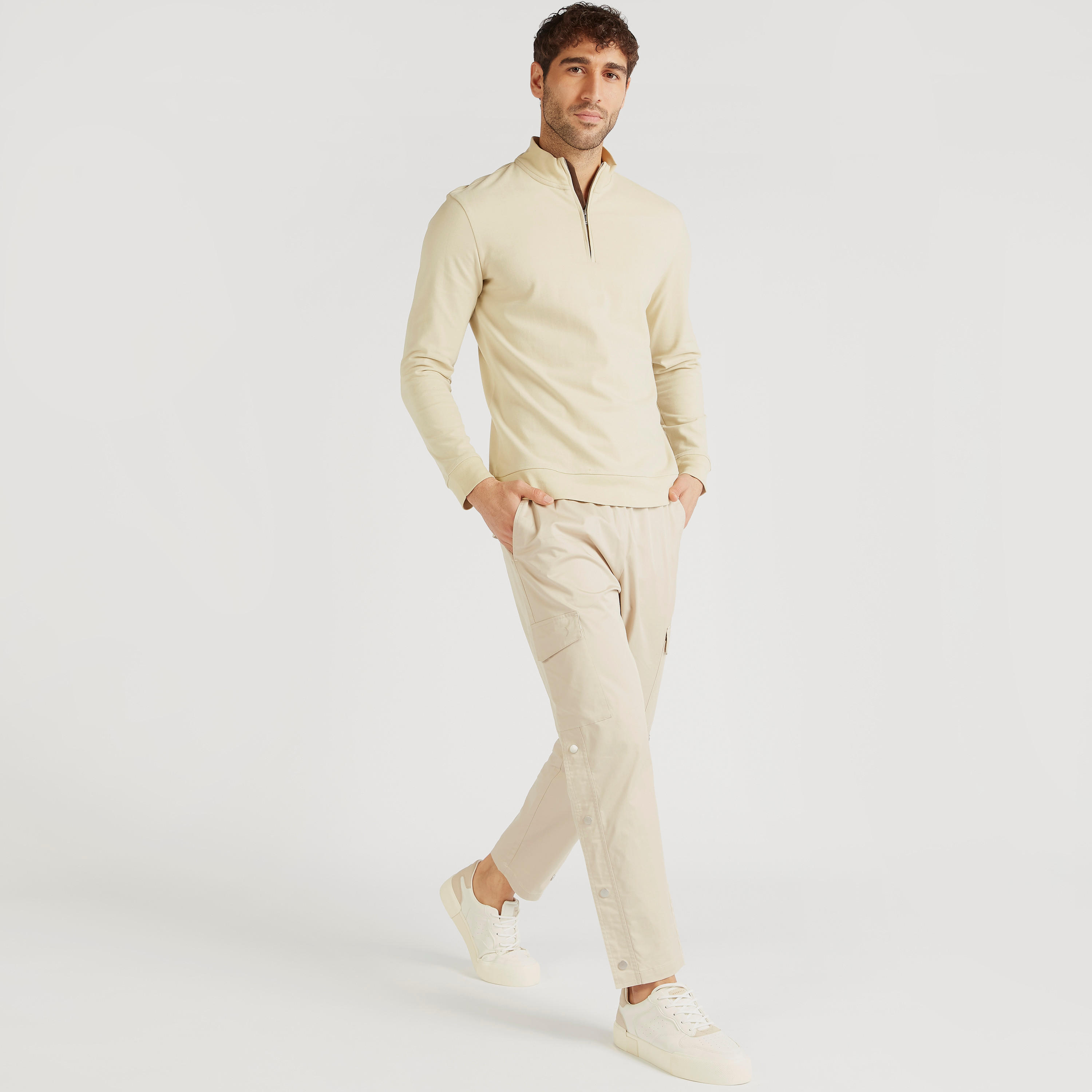 Solid High Neck Sweatshirt with Zip Closure and Long Sleeves-men-winterwear-hoodiesandsweatshirts-image-2