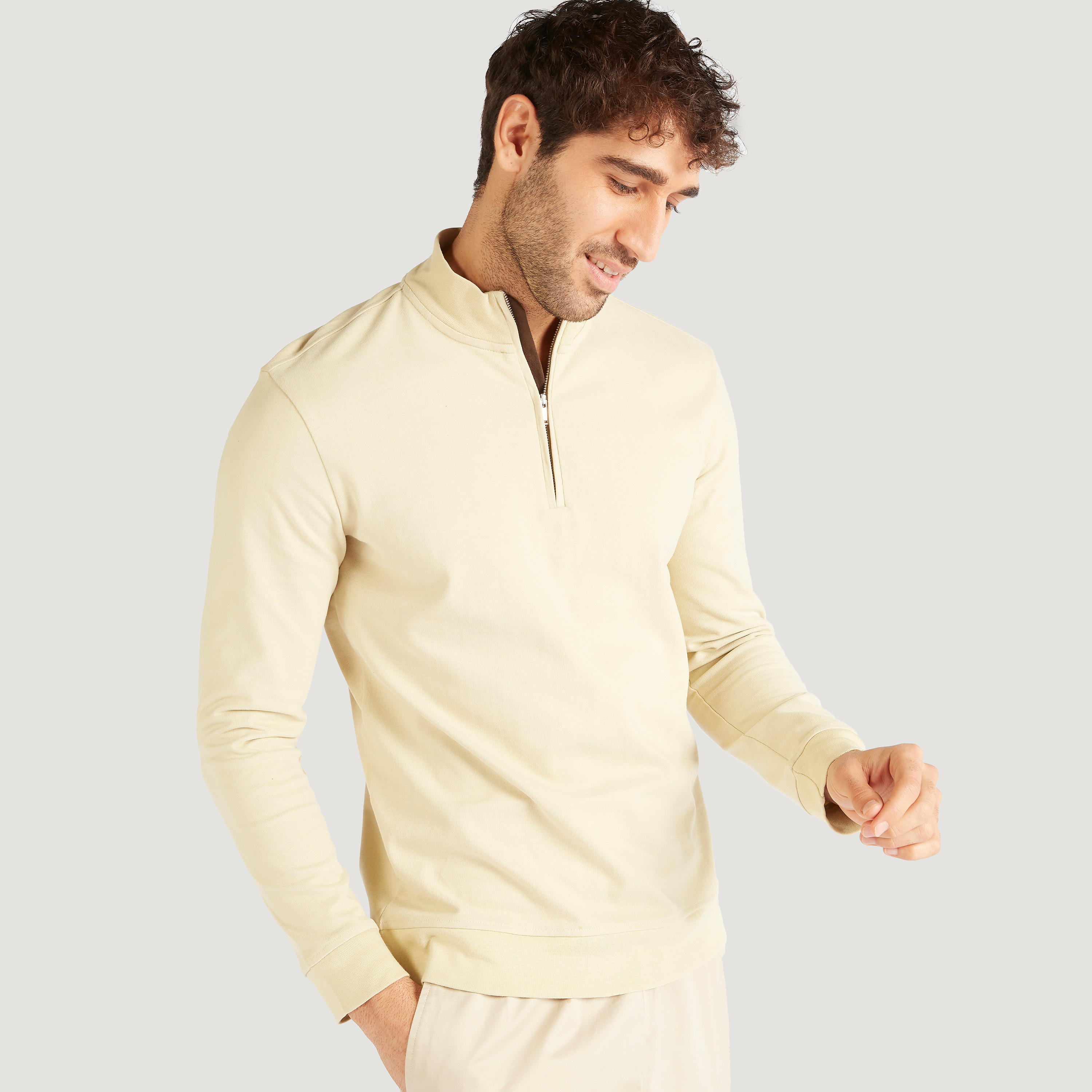 Solid High Neck Sweatshirt with Zip Closure and Long Sleeves-men-winterwear-hoodiesandsweatshirts-image-5