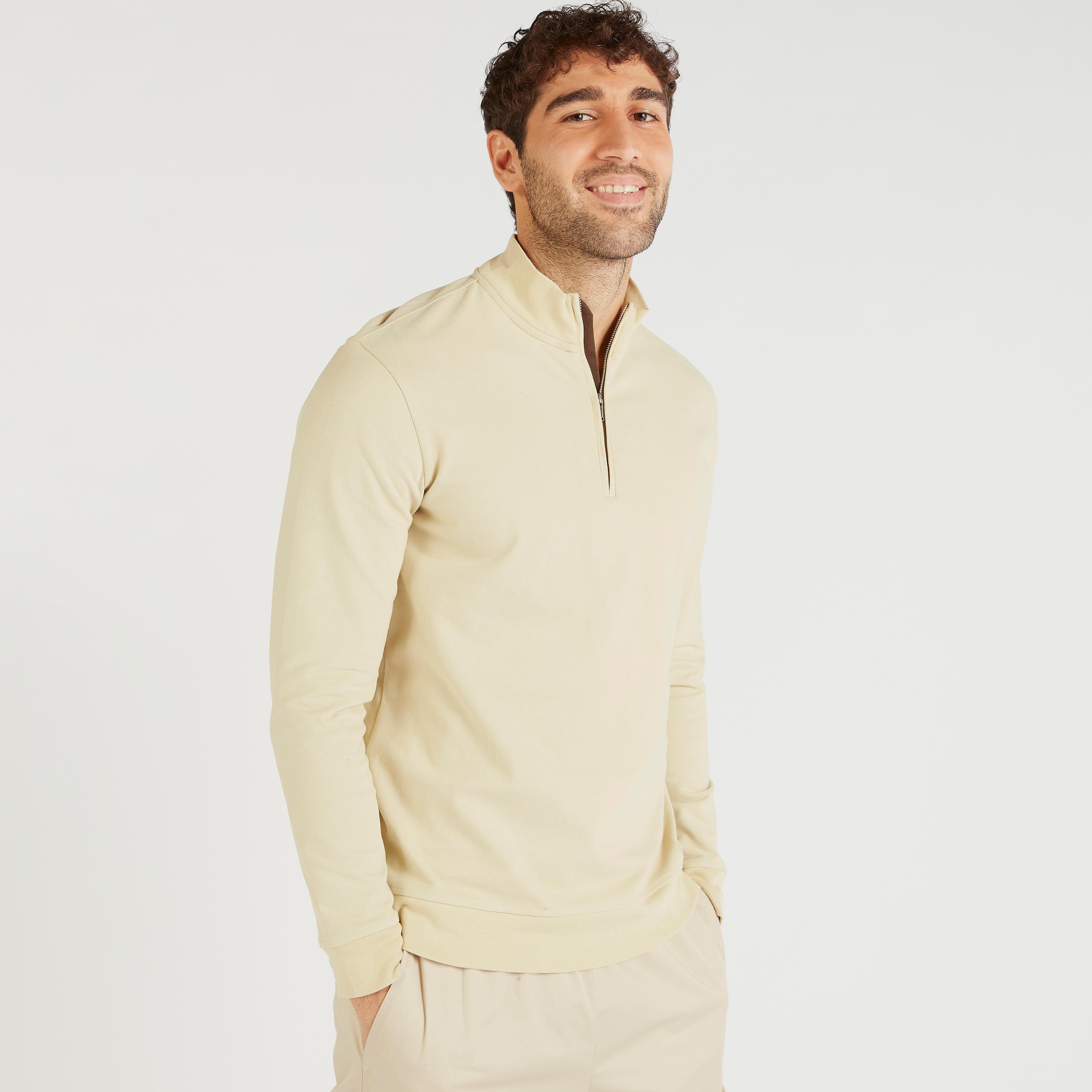 Solid High Neck Sweatshirt with Zip Closure and Long Sleeves-men-winterwear-hoodiesandsweatshirts-image-6