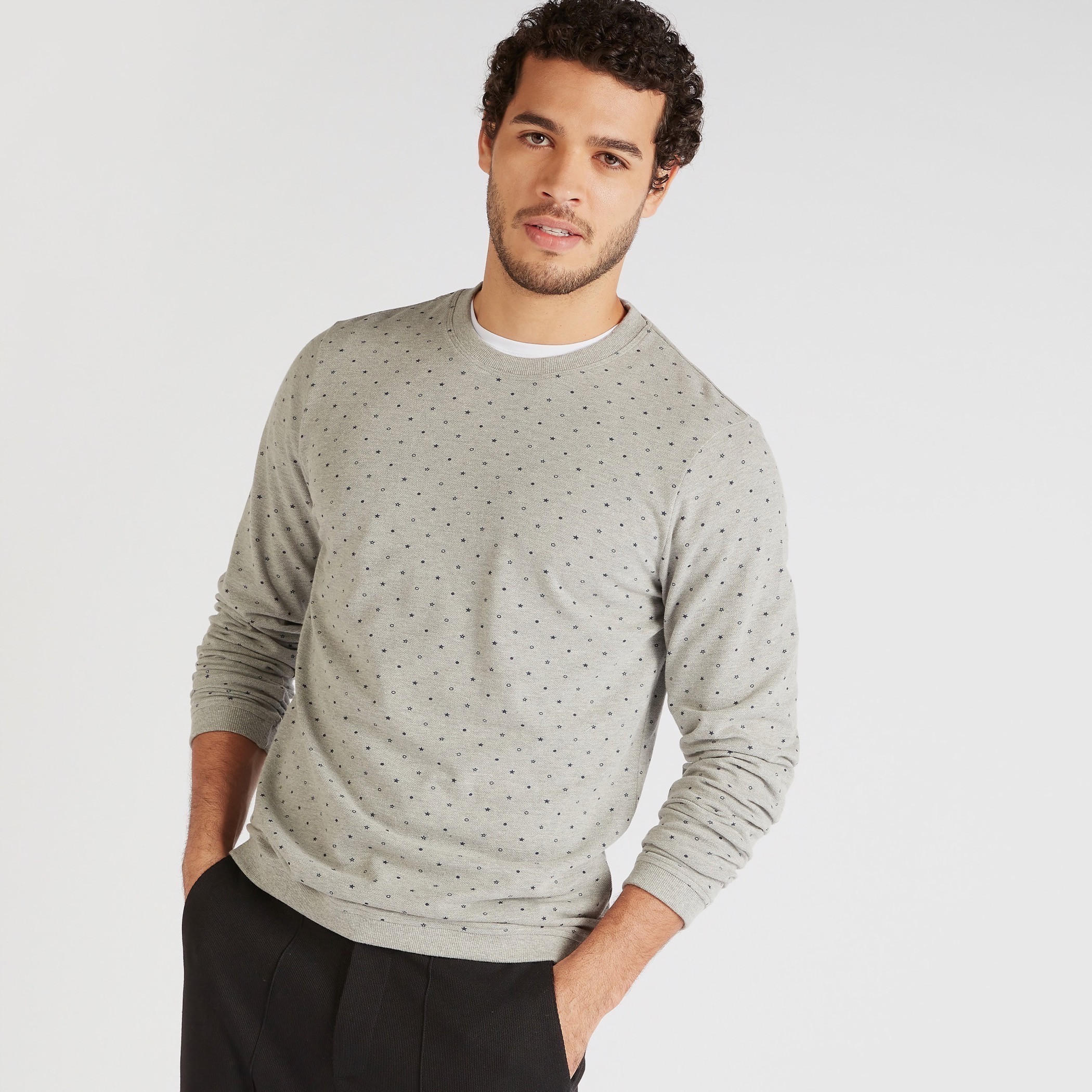 All-Over Print Crew Neck Sweatshirt with Long Sleeves-men-winterwear-hoodiesandsweatshirts-image-1