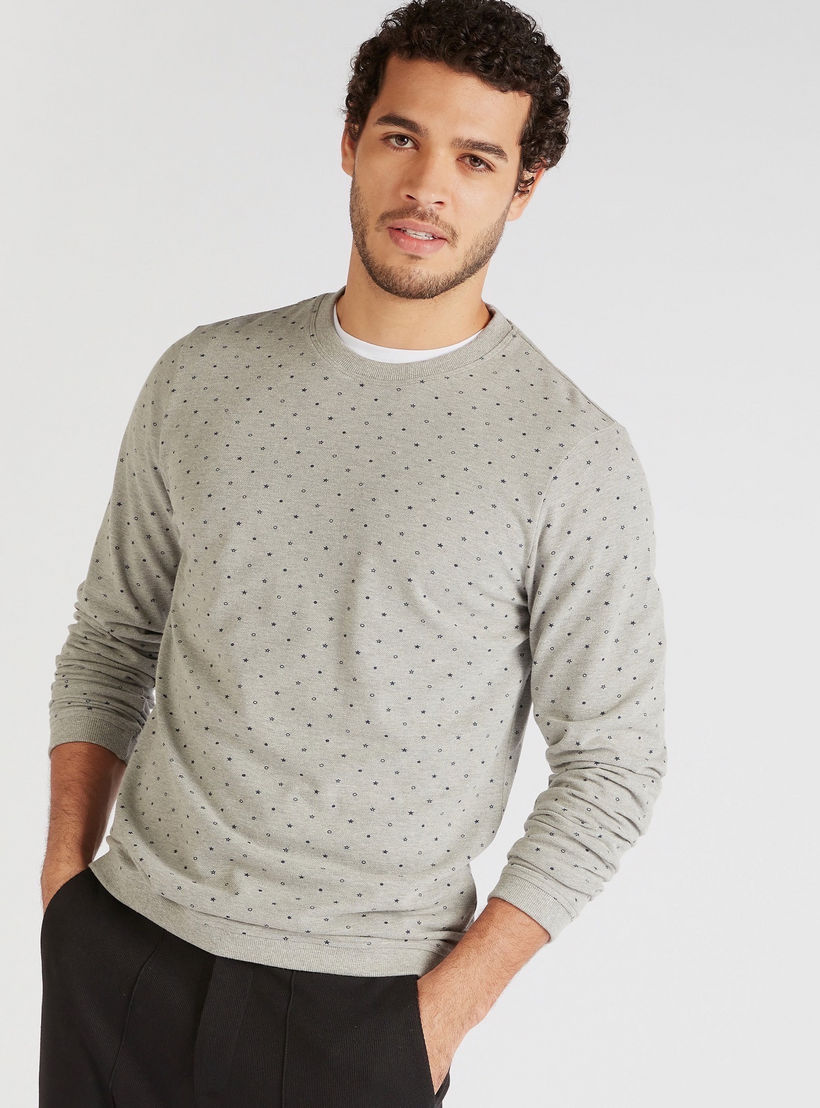 All-Over Print Crew Neck Sweatshirt with Long Sleeves-men-winterwear-hoodiesandsweatshirts-image-1