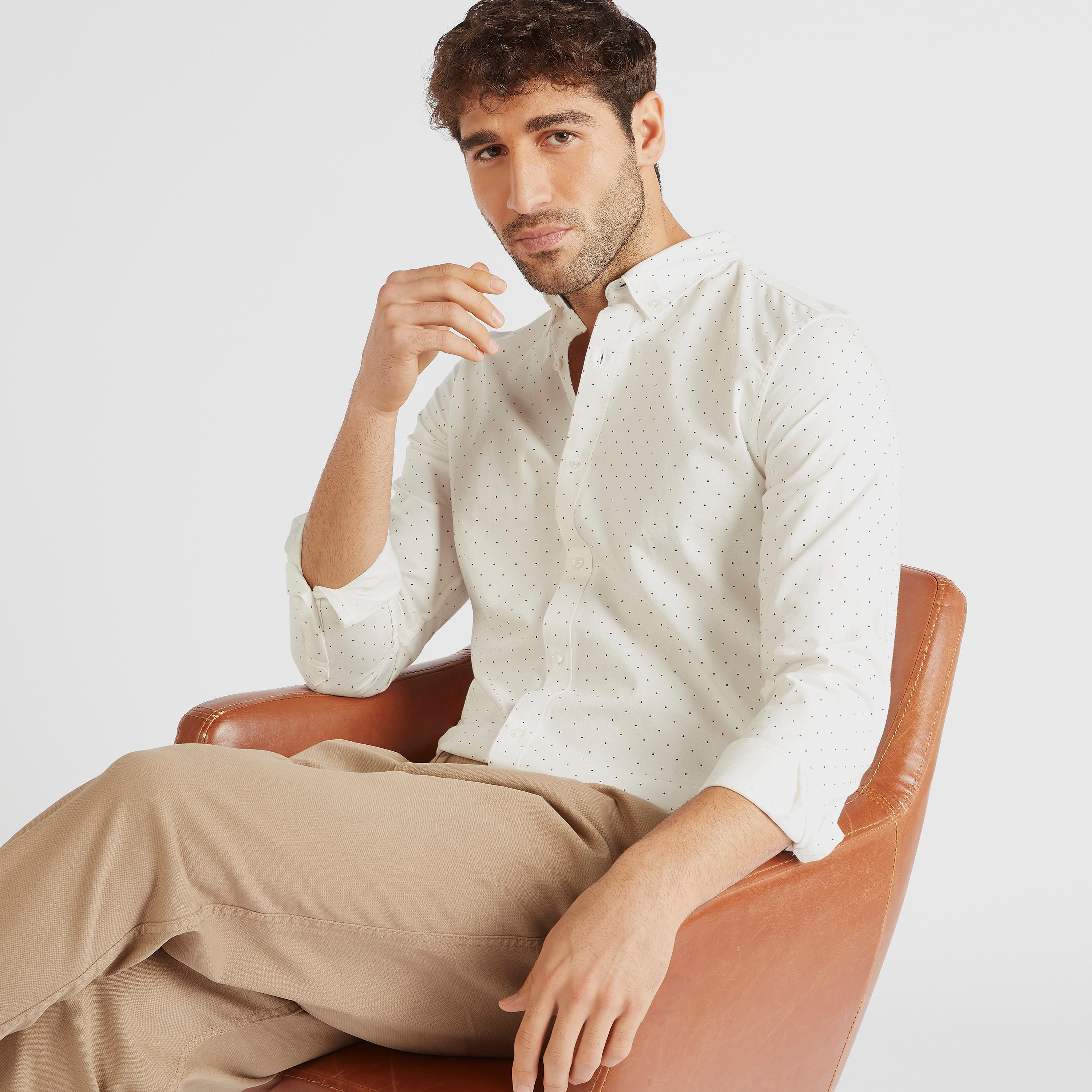 Printed Oxford Shirt with Long Sleeves-men-clothing-shirts-image-1