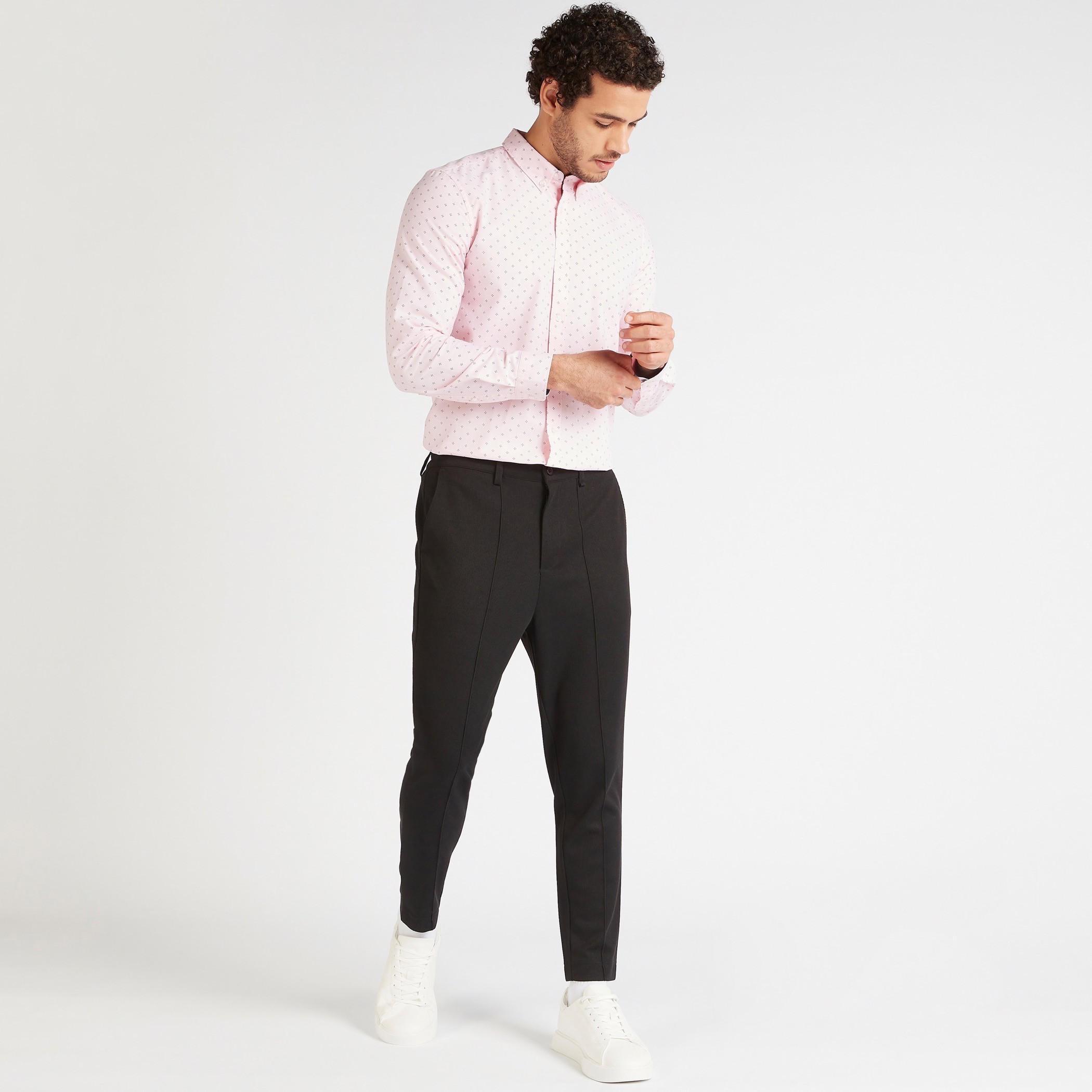 All-Over Print Button Down Oxford Shirt with Long Sleeves-men-clothing-shirts-image-2