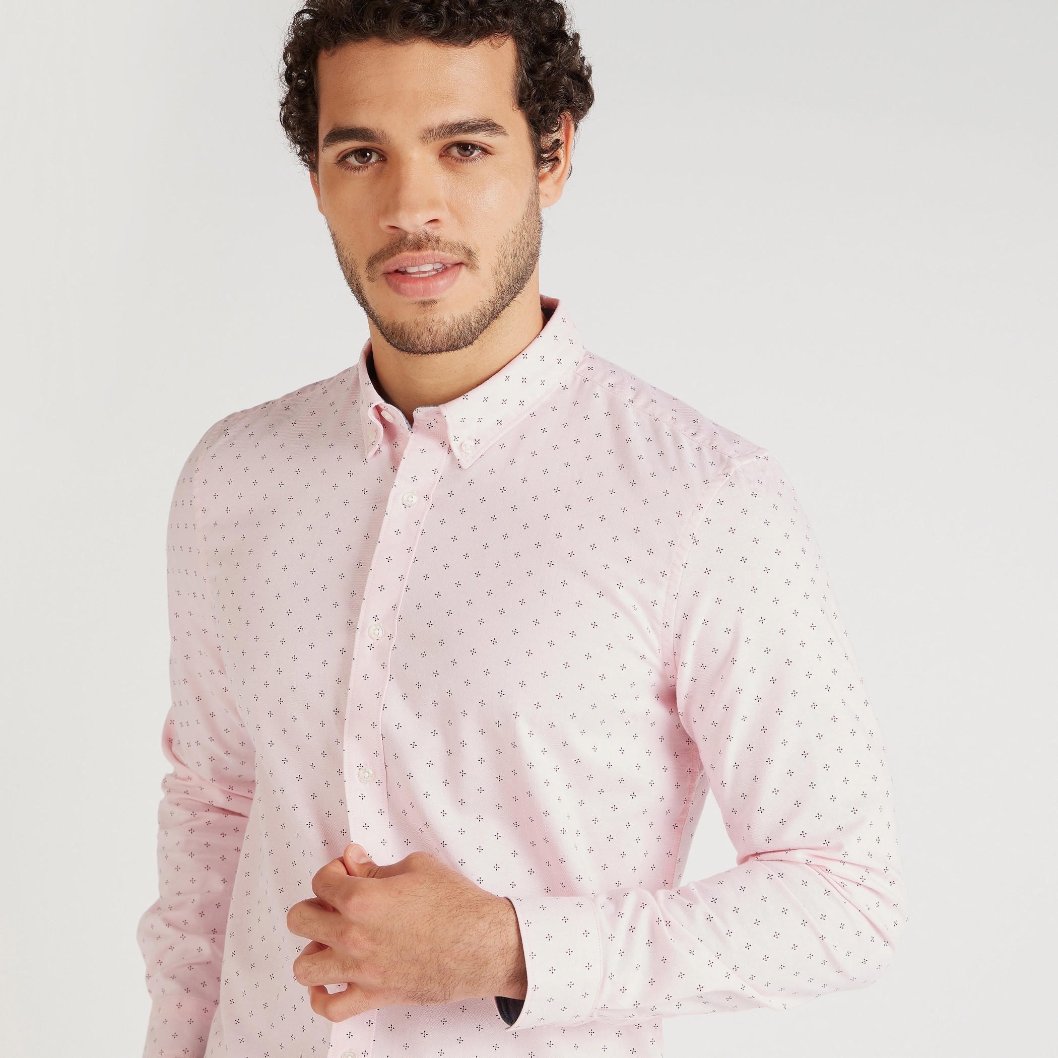 All-Over Print Button Down Oxford Shirt with Long Sleeves-men-clothing-shirts-image-5