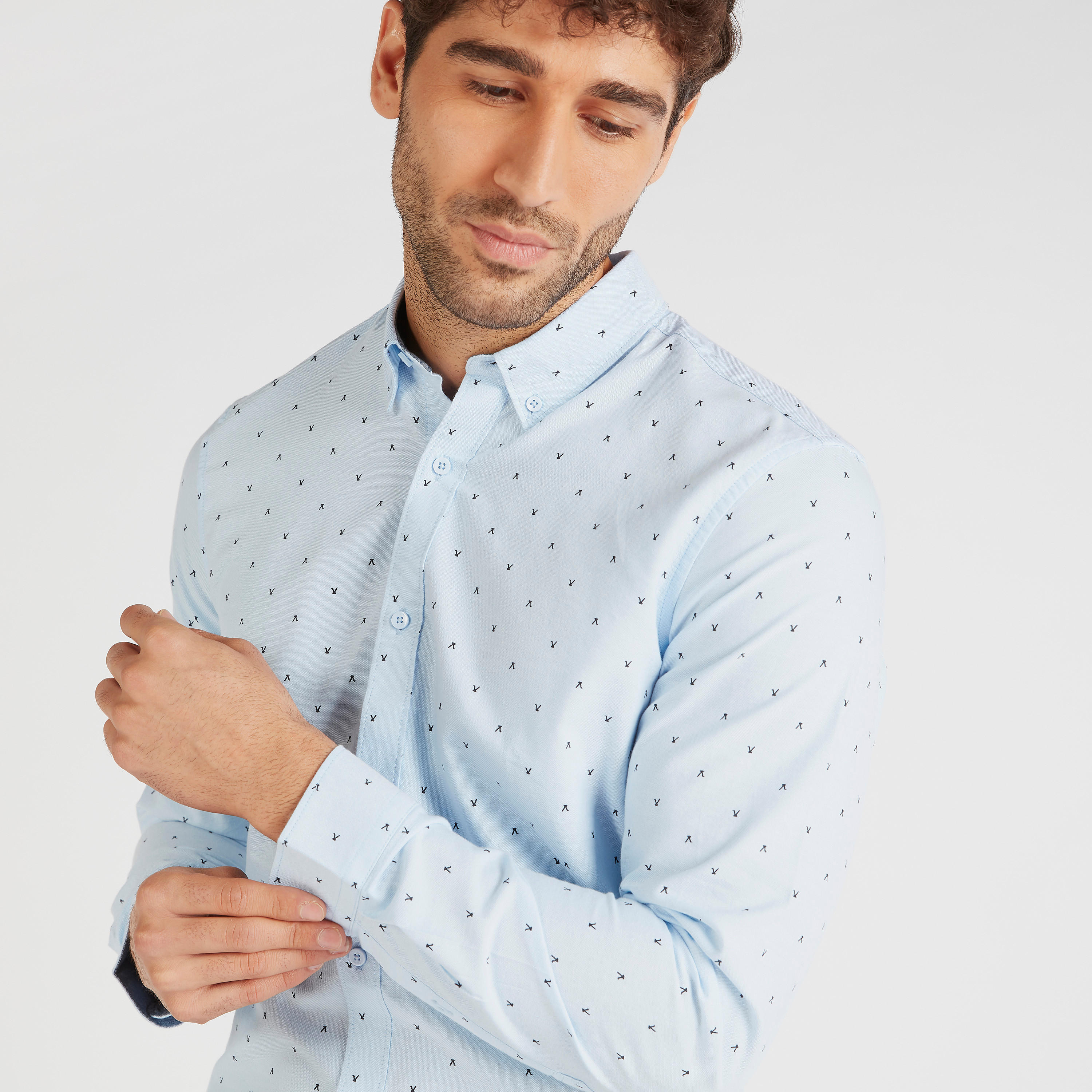 Printed Oxford Shirt with Long Sleeves-men-clothing-shirts-image-3