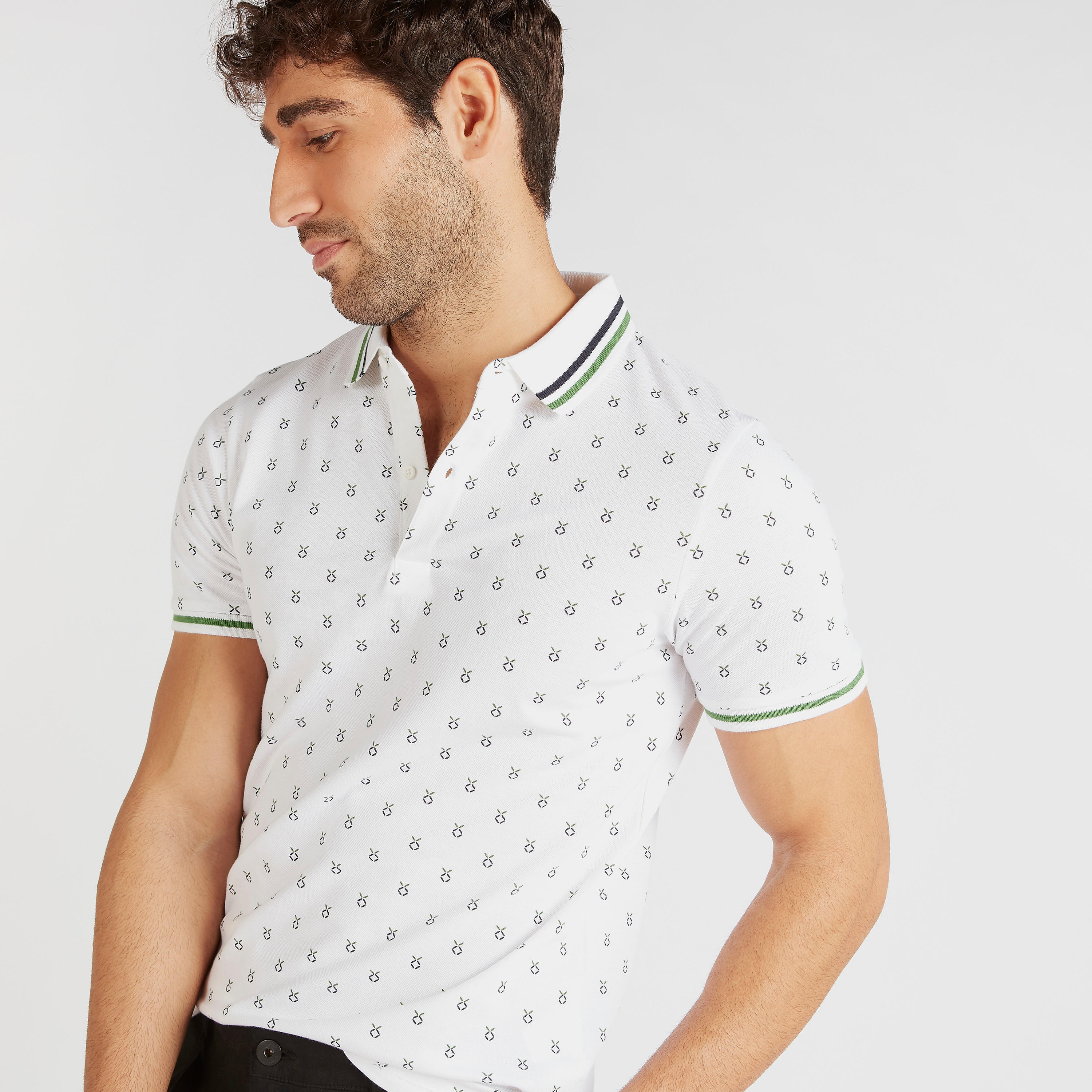 Printed Polo T-shirt with Short Sleeves-men-clothing-tshirtsandpolos-polos-image-1