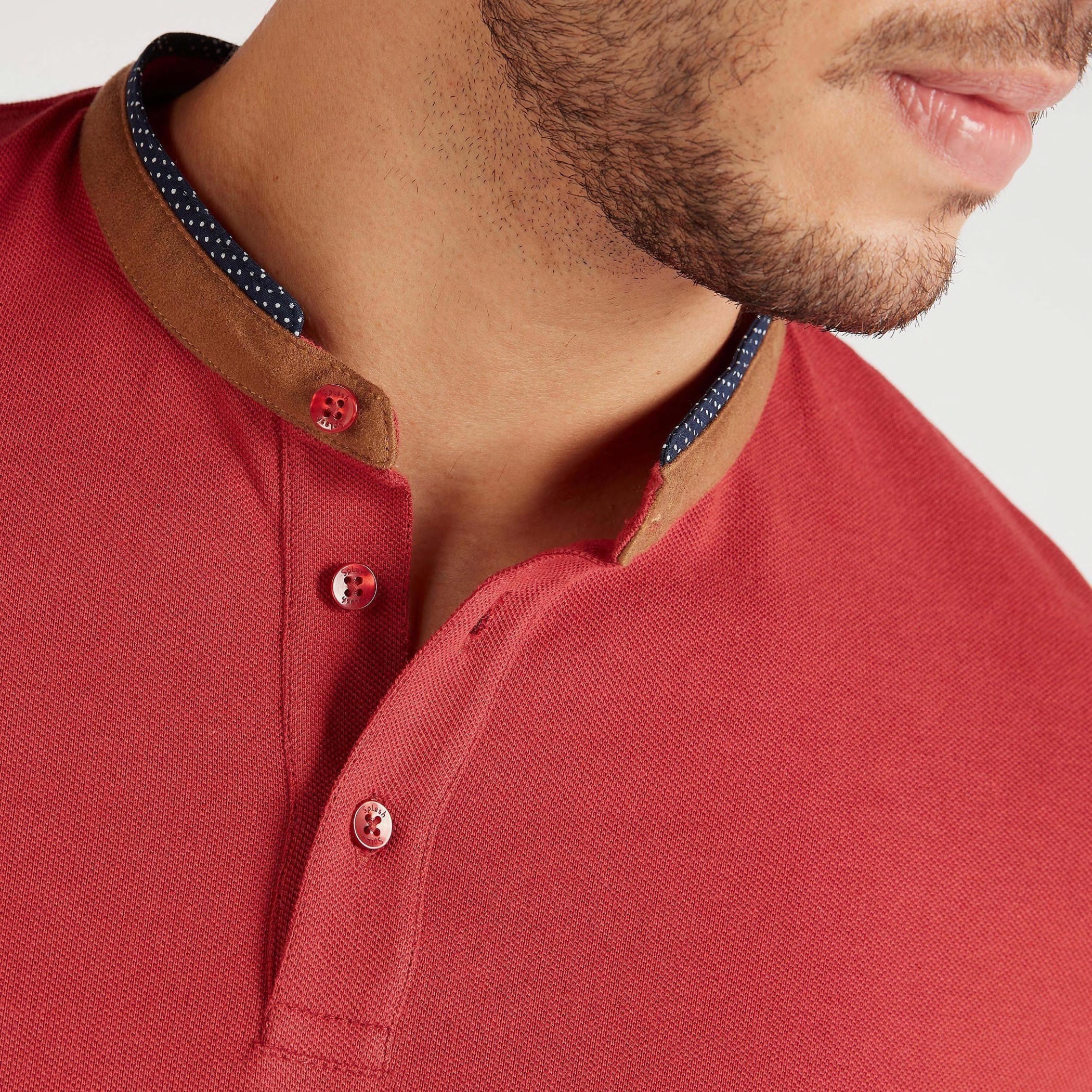 Solid Polo T-shirt with Short Sleeves and Mandarin Collar-men-clothing-tshirtsandpolos-polos-image-3