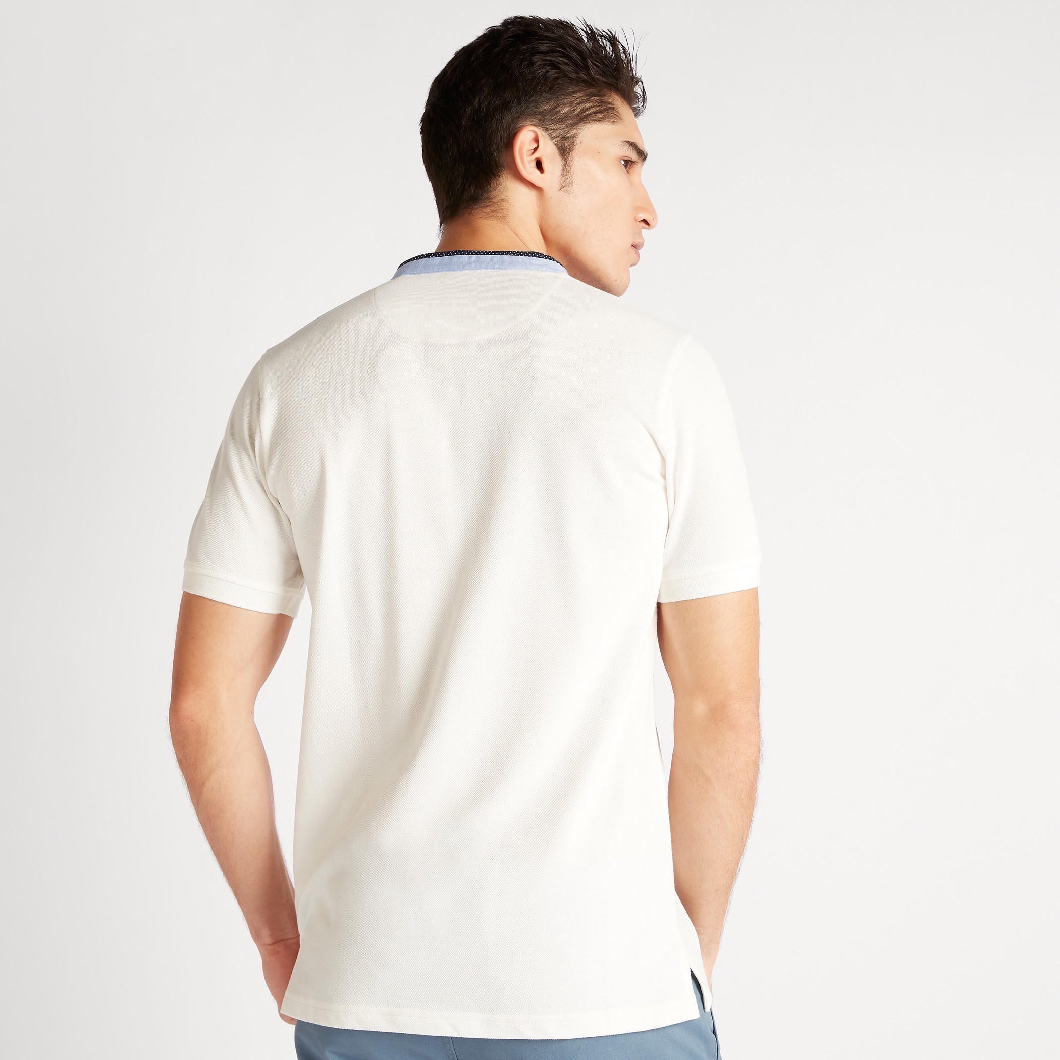 Solid Polo T-shirt with Mandarin Collar and Short Sleeves-men-clothing-tshirtsandpolos-polos-image-4