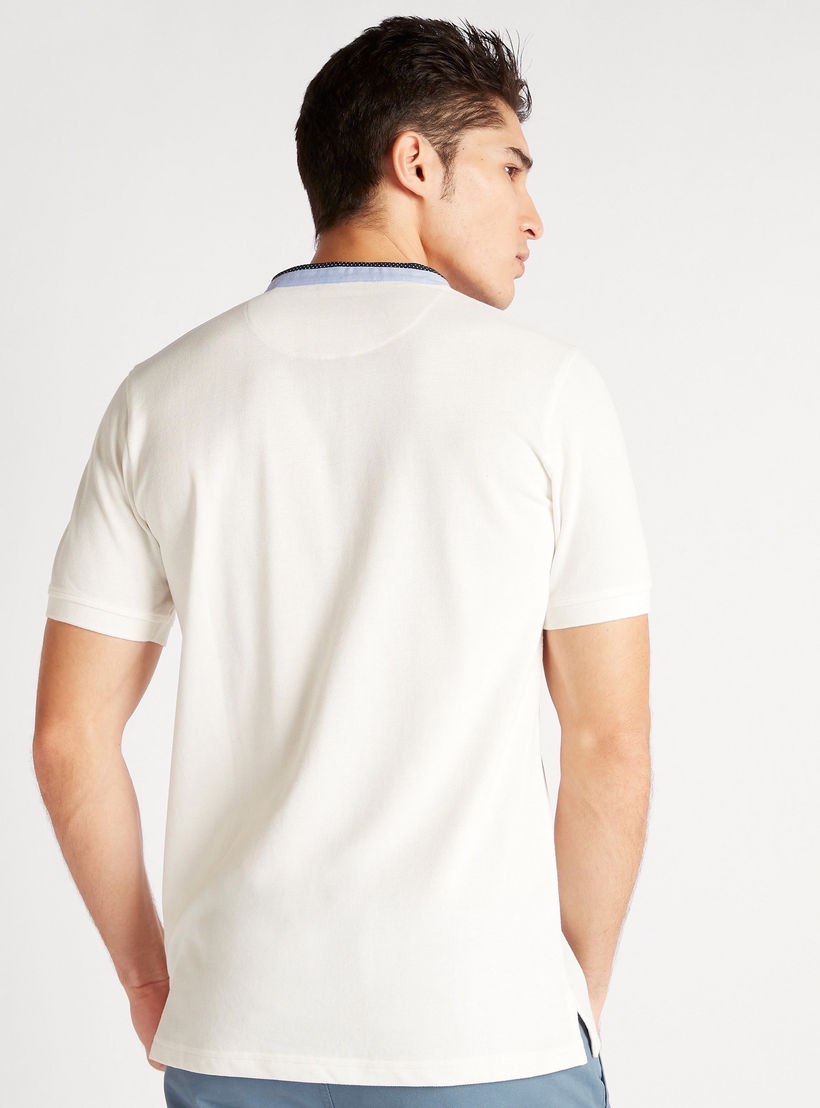 Solid Polo T-shirt with Mandarin Collar and Short Sleeves-men-clothing-tshirtsandpolos-polos-image-4