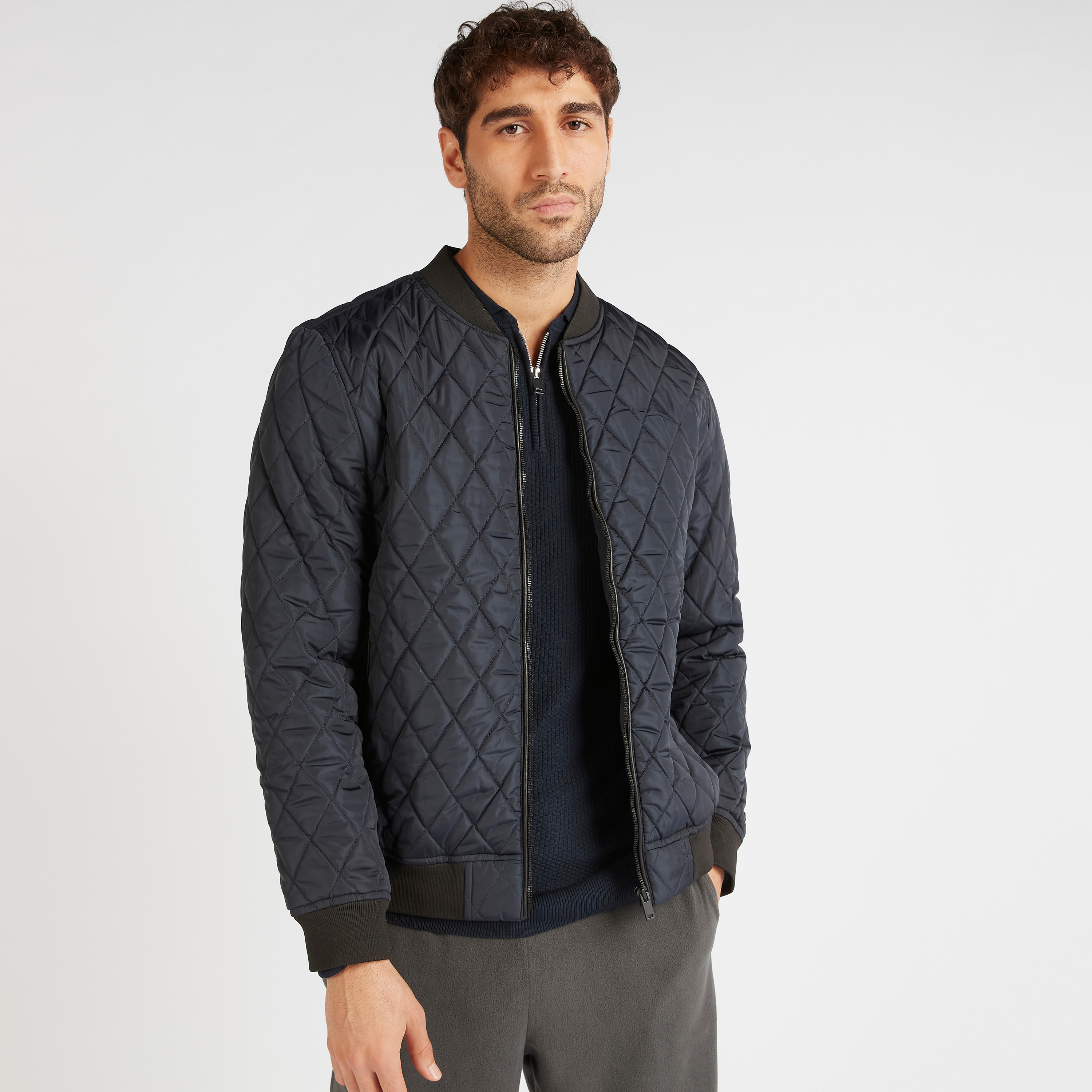 Quilted Bomber Jacket with Long Sleeves and Front-Zip Closure-men-clothing-jacketsandblazers-jackets-image-4