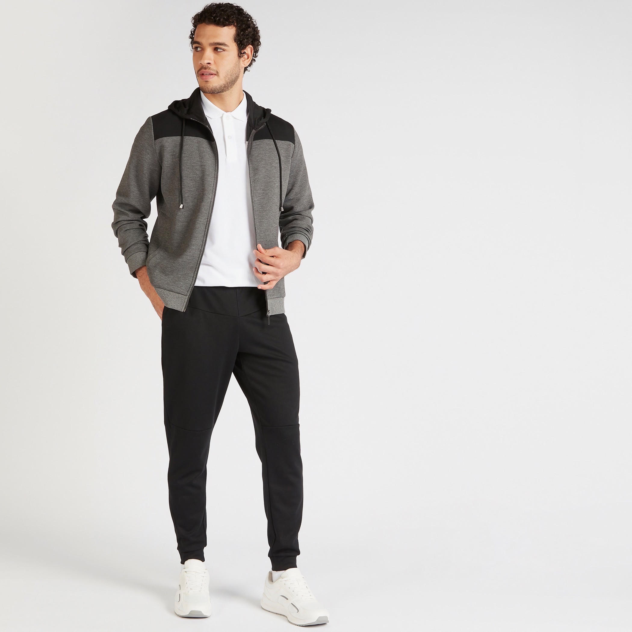 Solid Zip Through Hoodie with Side Pockets and Long Sleeves-men-winterwear-hoodiesandsweatshirts-image-2