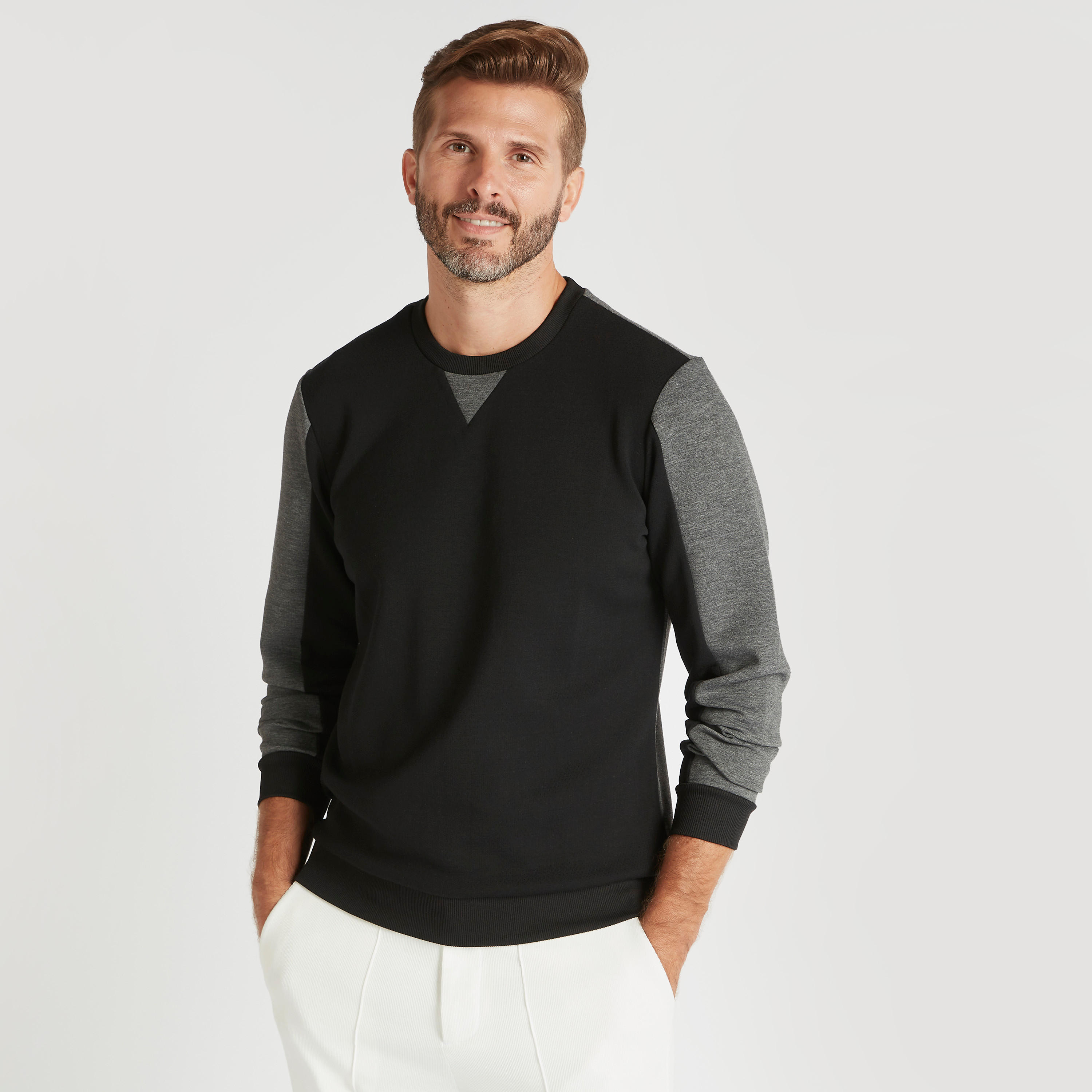 سويت شيرت قوالب ملوّنة بياقة ضيقة وأكمام طويلة-men-winterwear-hoodiesandsweatshirts-image-3