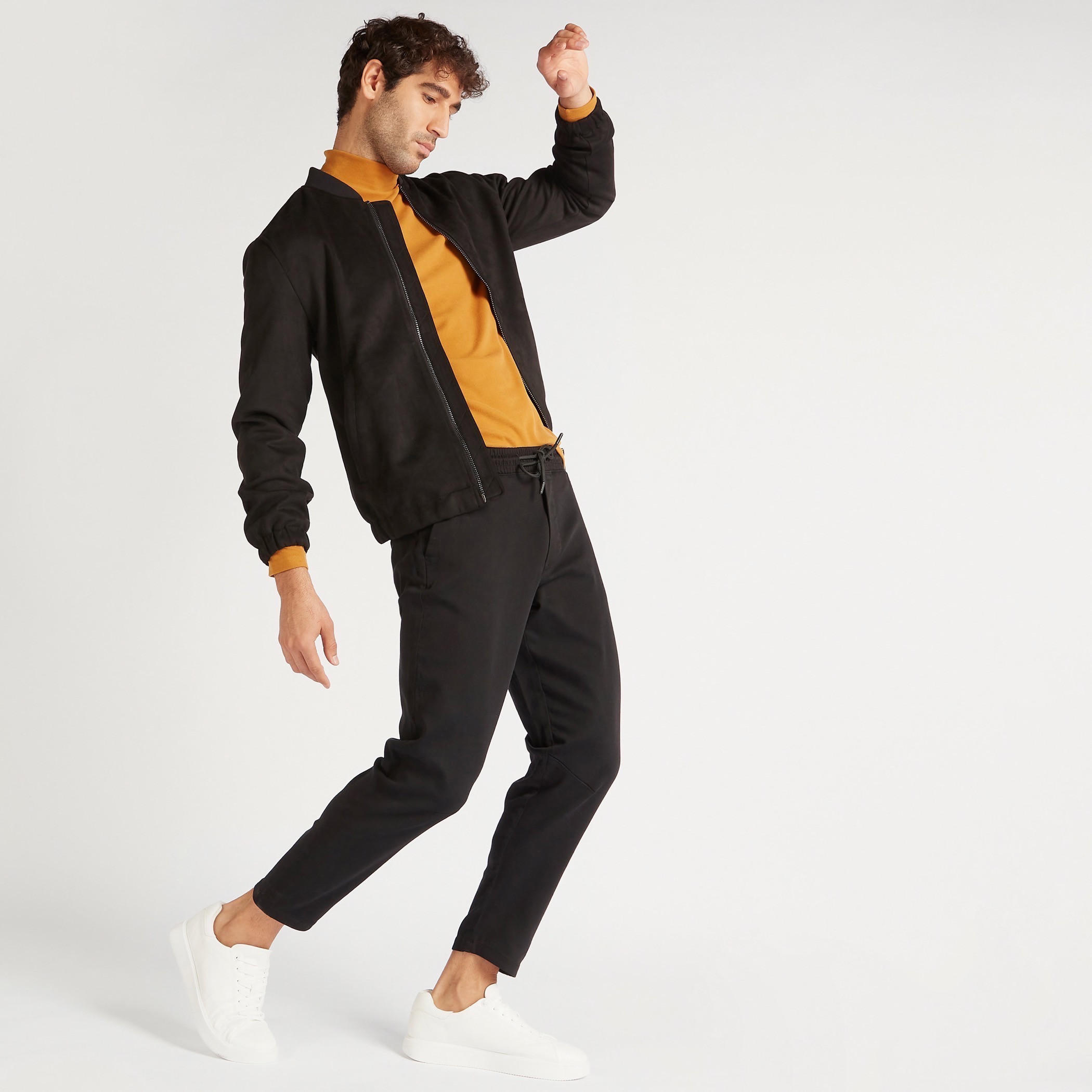 Plain Zip Through Bomber Jacket with Long Sleeves-men-clothing-jacketsandblazers-jackets-image-2