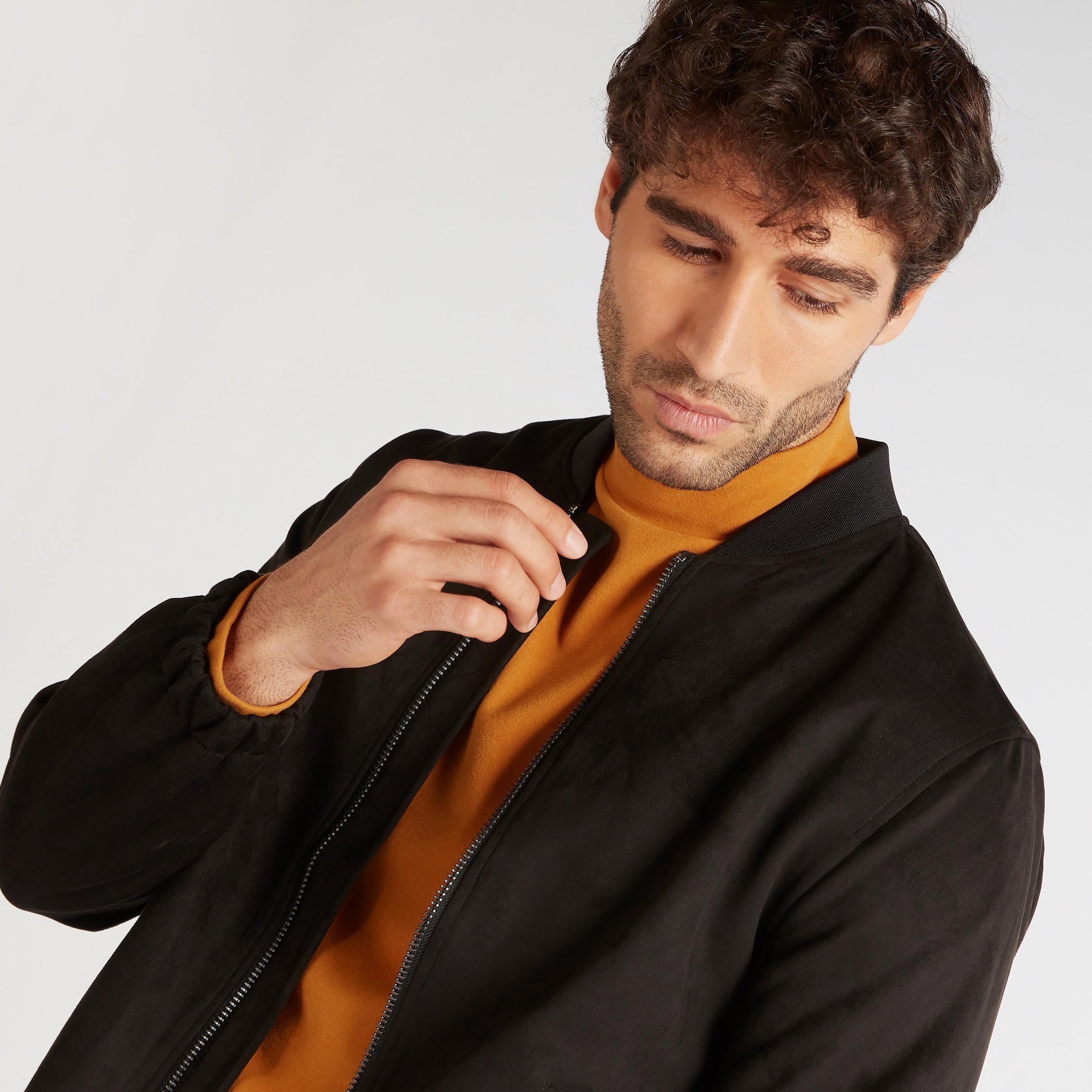 Plain Zip Through Bomber Jacket with Long Sleeves-men-clothing-jacketsandblazers-jackets-image-3