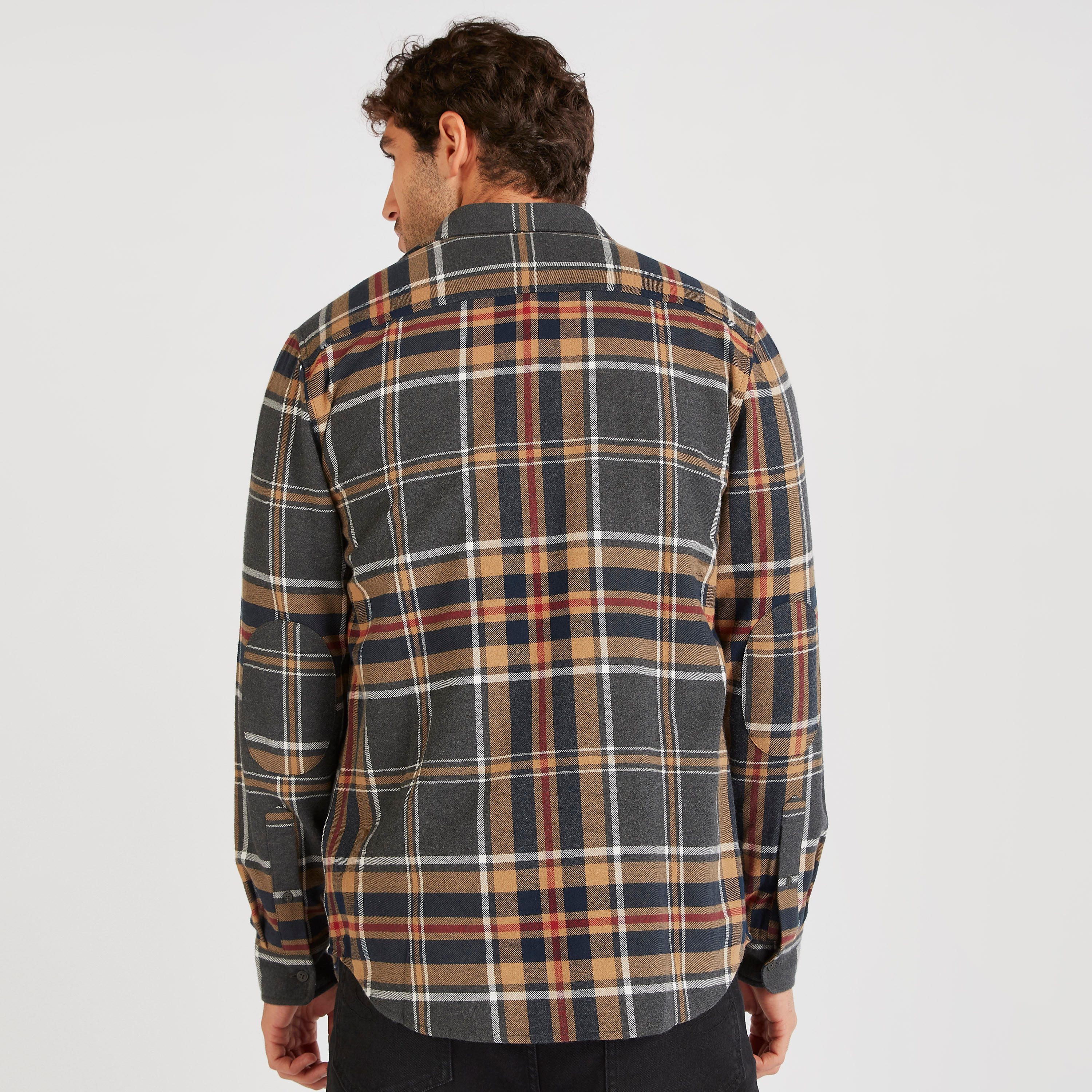 Checked Shirt with Long Sleeves and Spread Collar-men-clothing-shirts-image-4