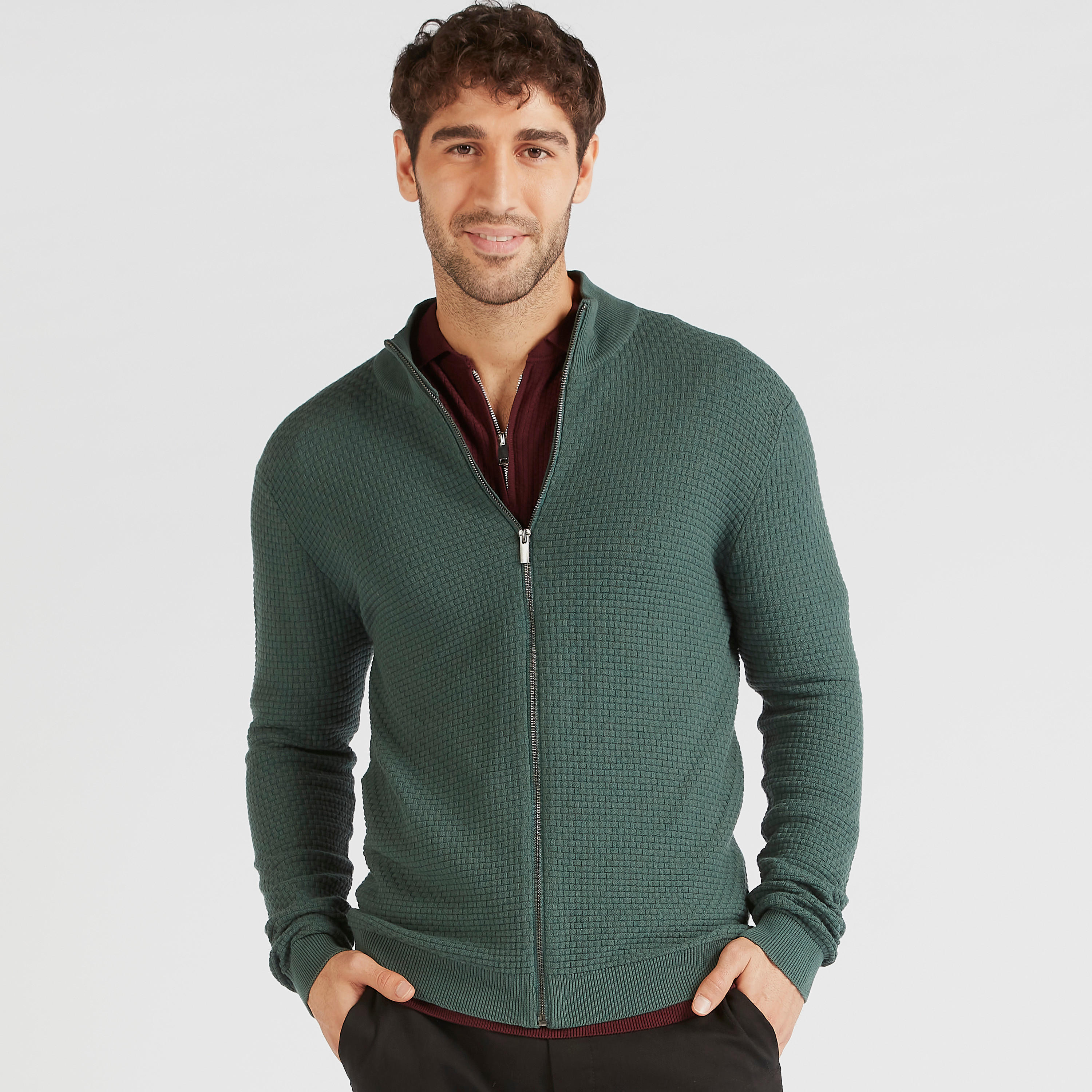 كنزة بارزة الملمس بسحّاب وأكمام طويلة-men-clothing-sweatersandpullovers-image-5