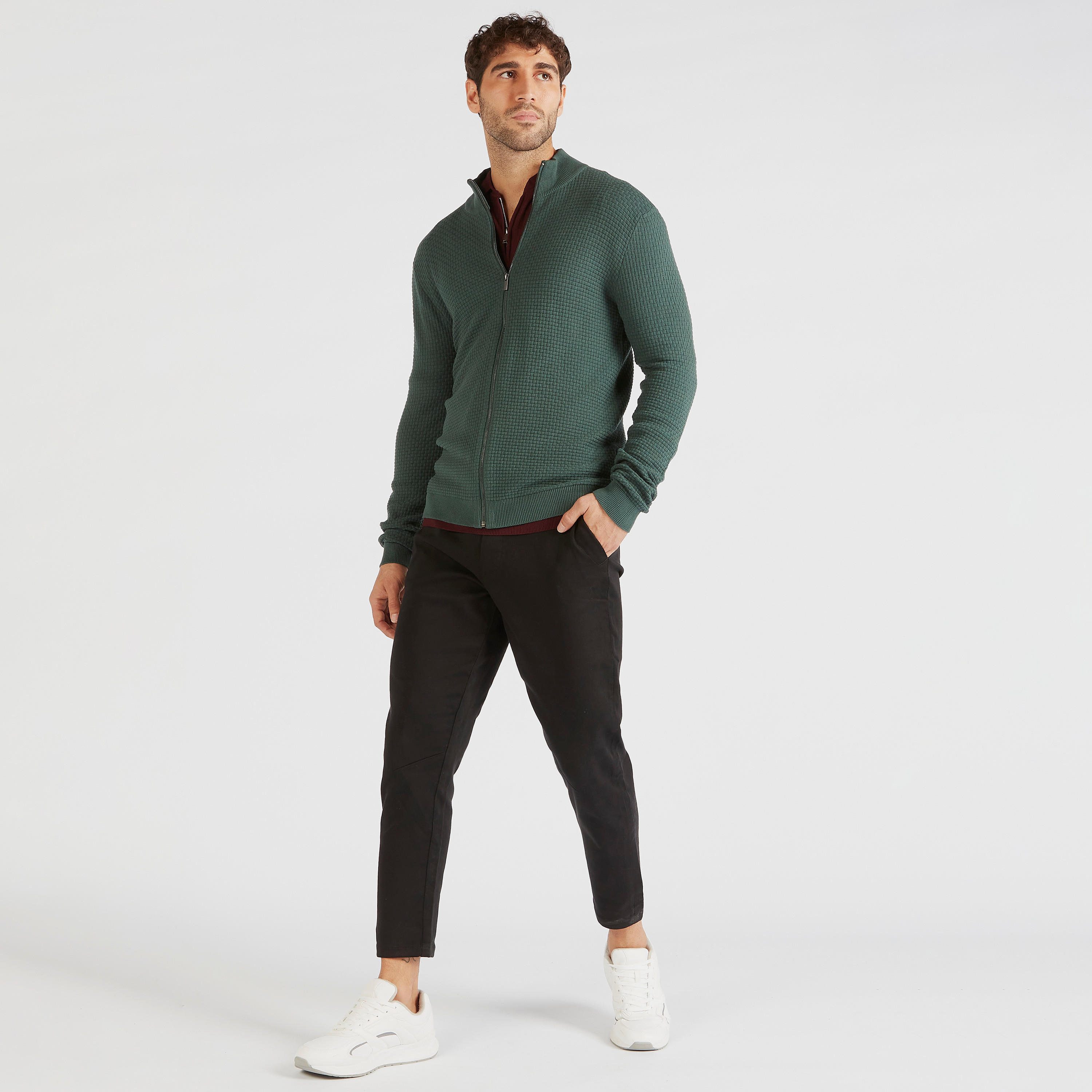 كنزة بارزة الملمس بسحّاب وأكمام طويلة-men-clothing-sweatersandpullovers-image-4