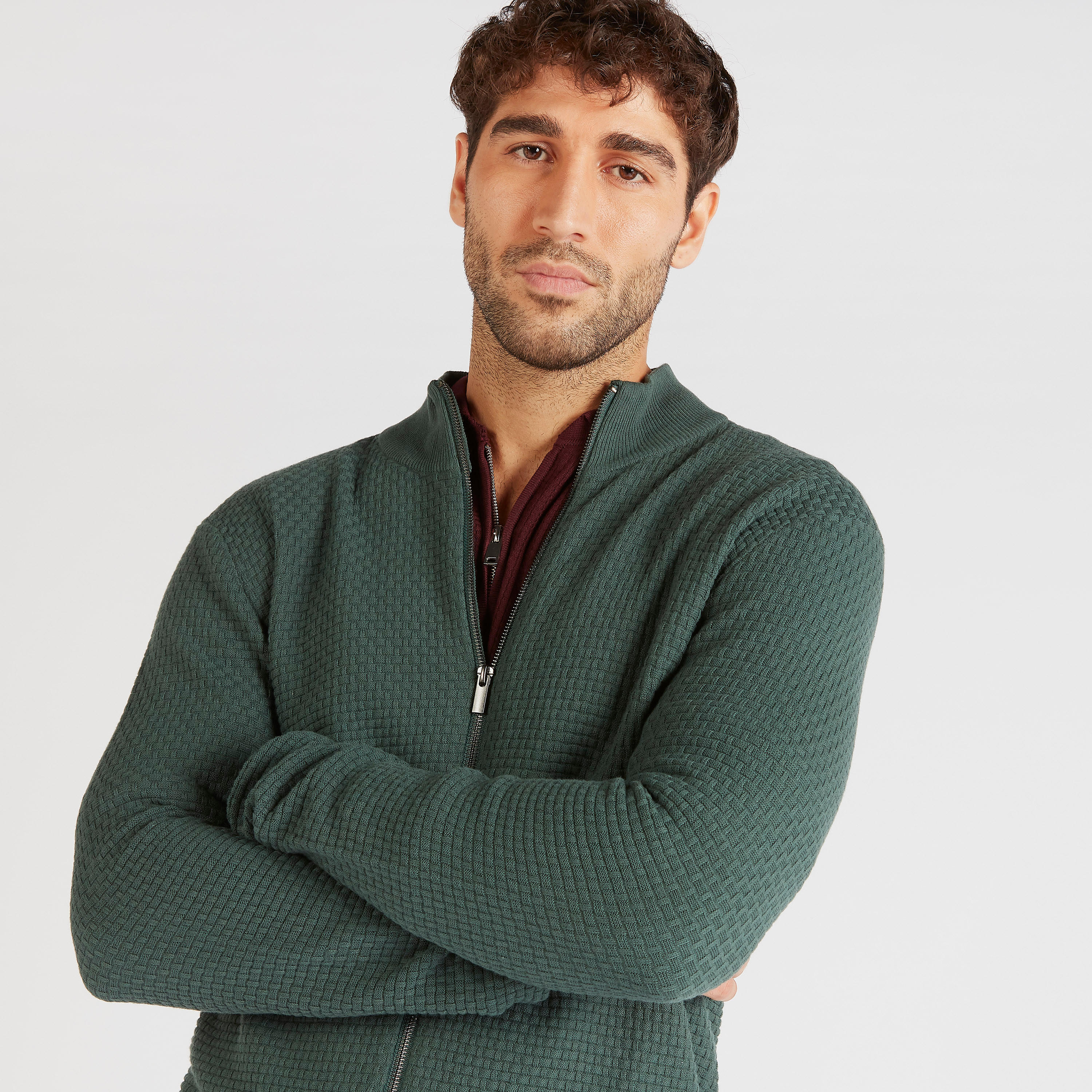 كنزة بارزة الملمس بسحّاب وأكمام طويلة-men-clothing-sweatersandpullovers-image-3
