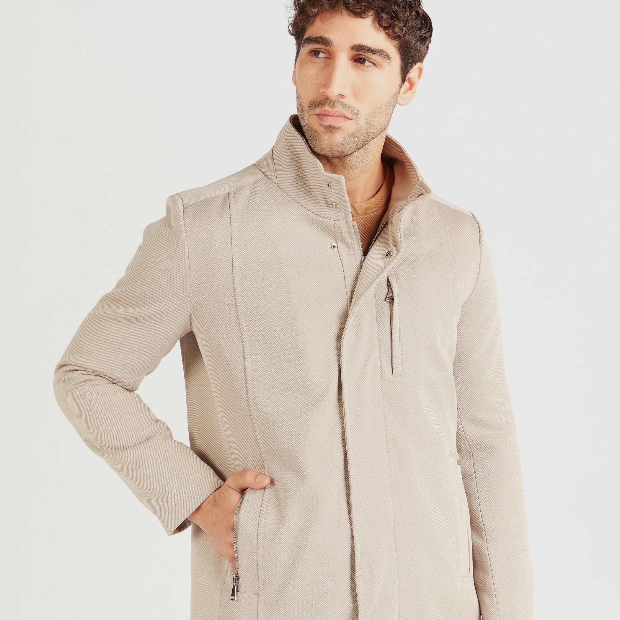 معطف طويل بارز الملمس بأكمام طويلة وسحّاب إغلاق-men-clothing-jacketsandblazers-coats-image-3