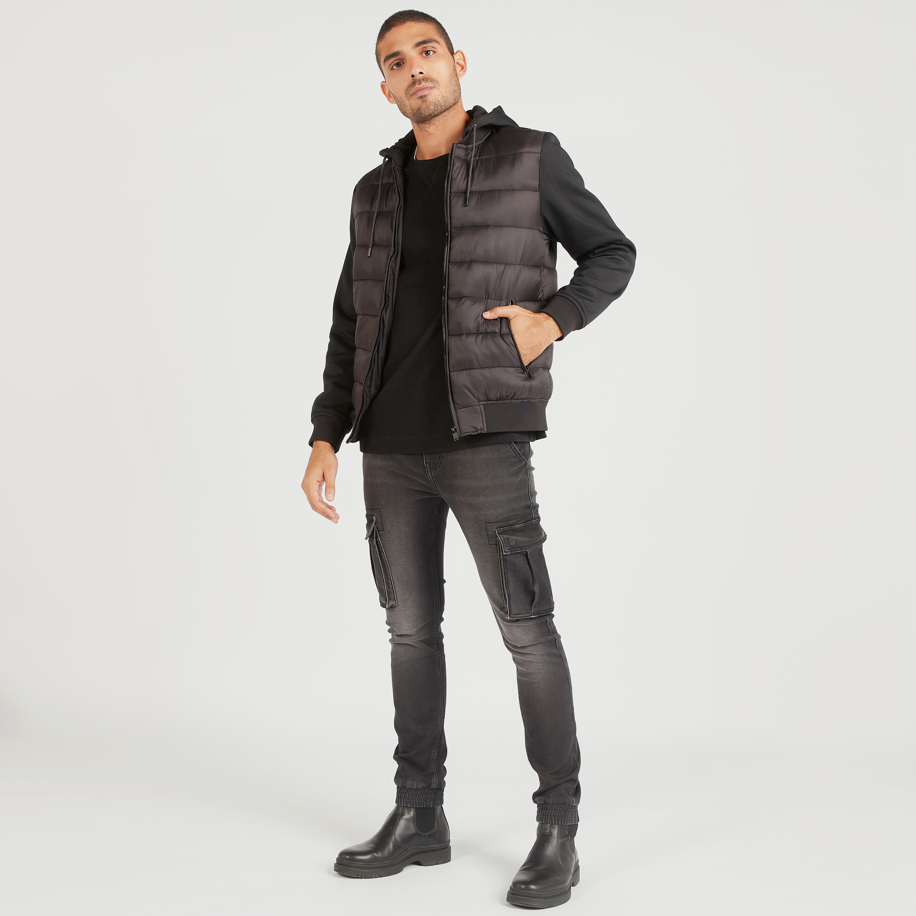 Quilted Zip Through Jacket with Long Sleeves and Hood-men-clothing-jacketsandblazers-jackets-image-2