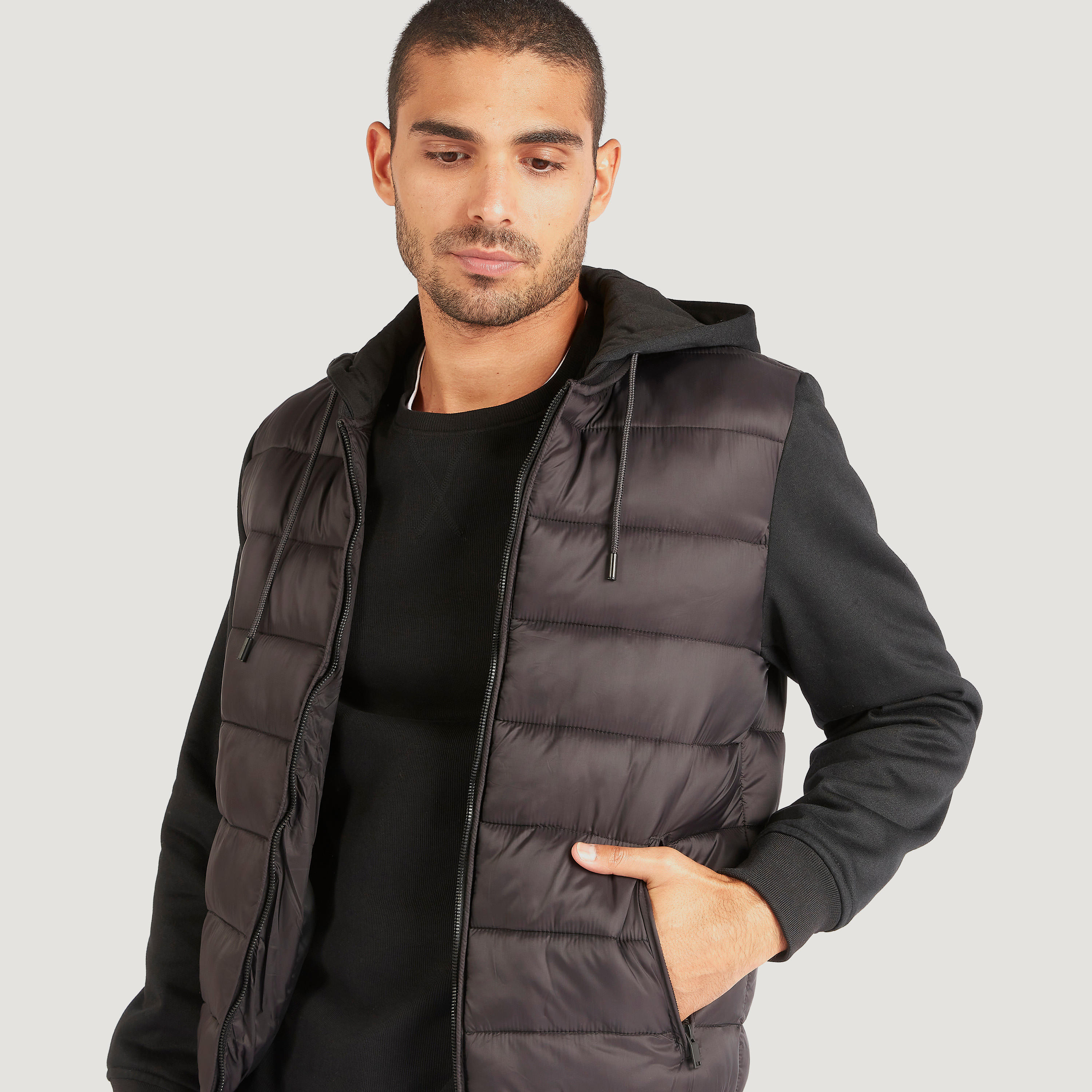 Quilted Zip Through Jacket with Long Sleeves and Hood-men-clothing-jacketsandblazers-jackets-image-3
