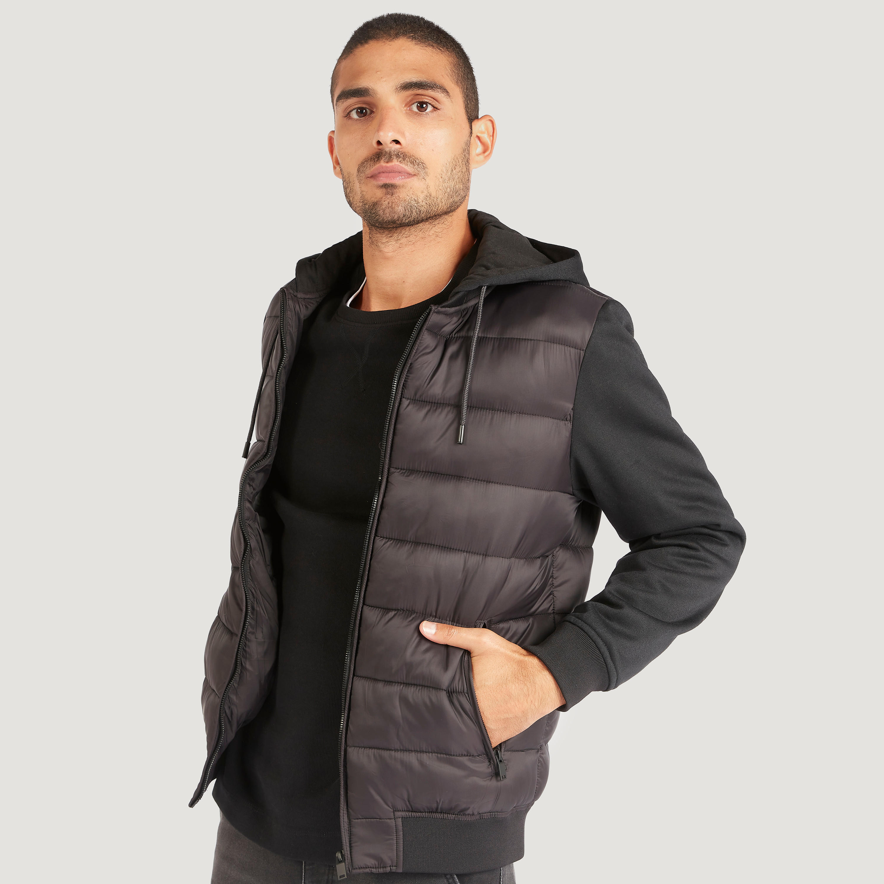 Quilted Zip Through Jacket with Long Sleeves and Hood-men-clothing-jacketsandblazers-jackets-image-7