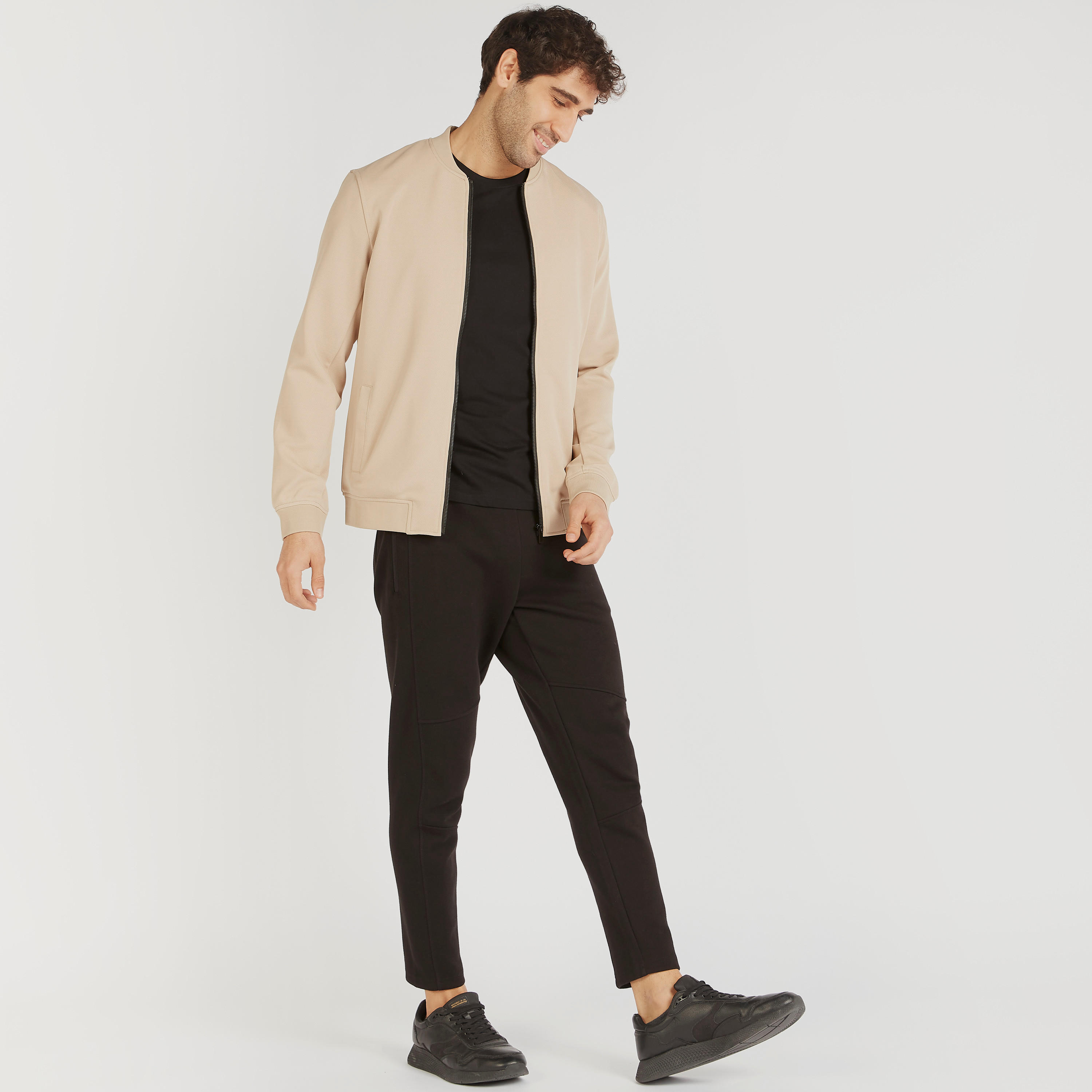 Solid Zip Through Bomber Jacket with Long Sleeves and Pockets-men-clothing-jacketsandblazers-jackets-image-2