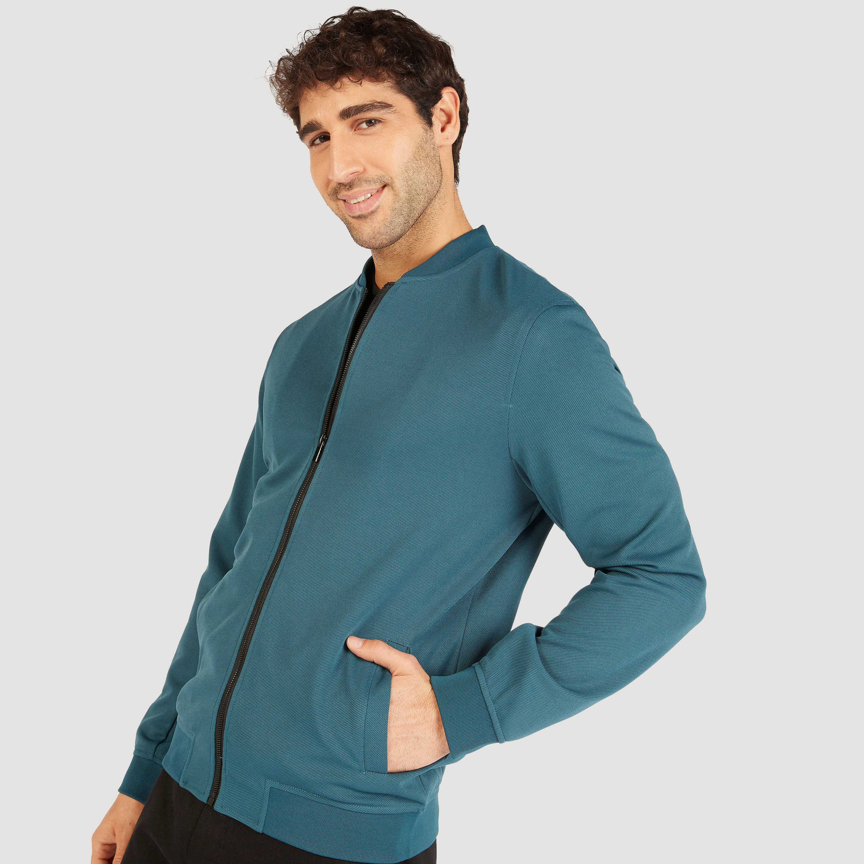 Solid Zip Through Bomber Jacket with Long Sleeves and Pockets-men-clothing-jacketsandblazers-jackets-image-6