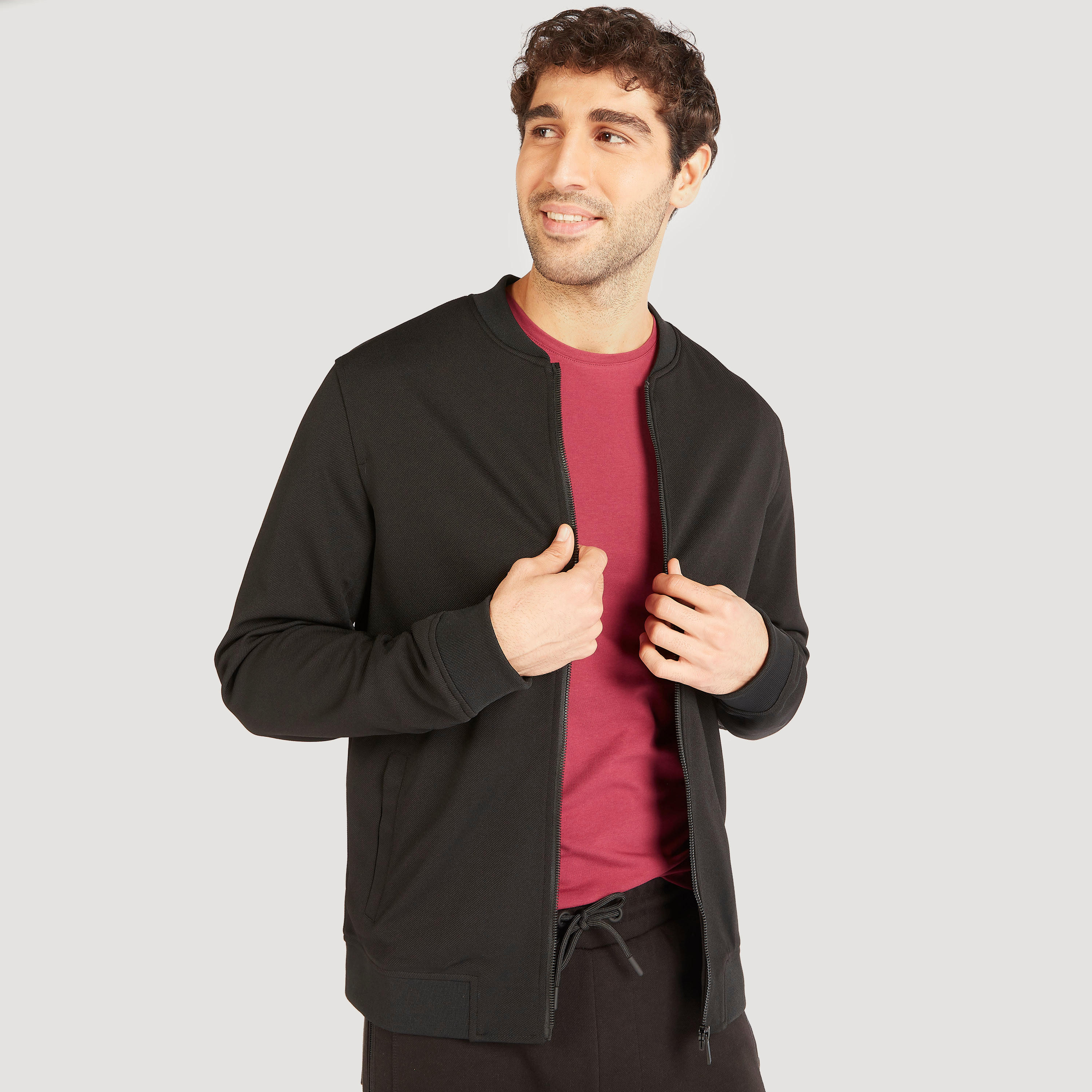 Solid Zip Through Bomber Jacket with Long Sleeves and Pockets-men-clothing-jacketsandblazers-jackets-image-10