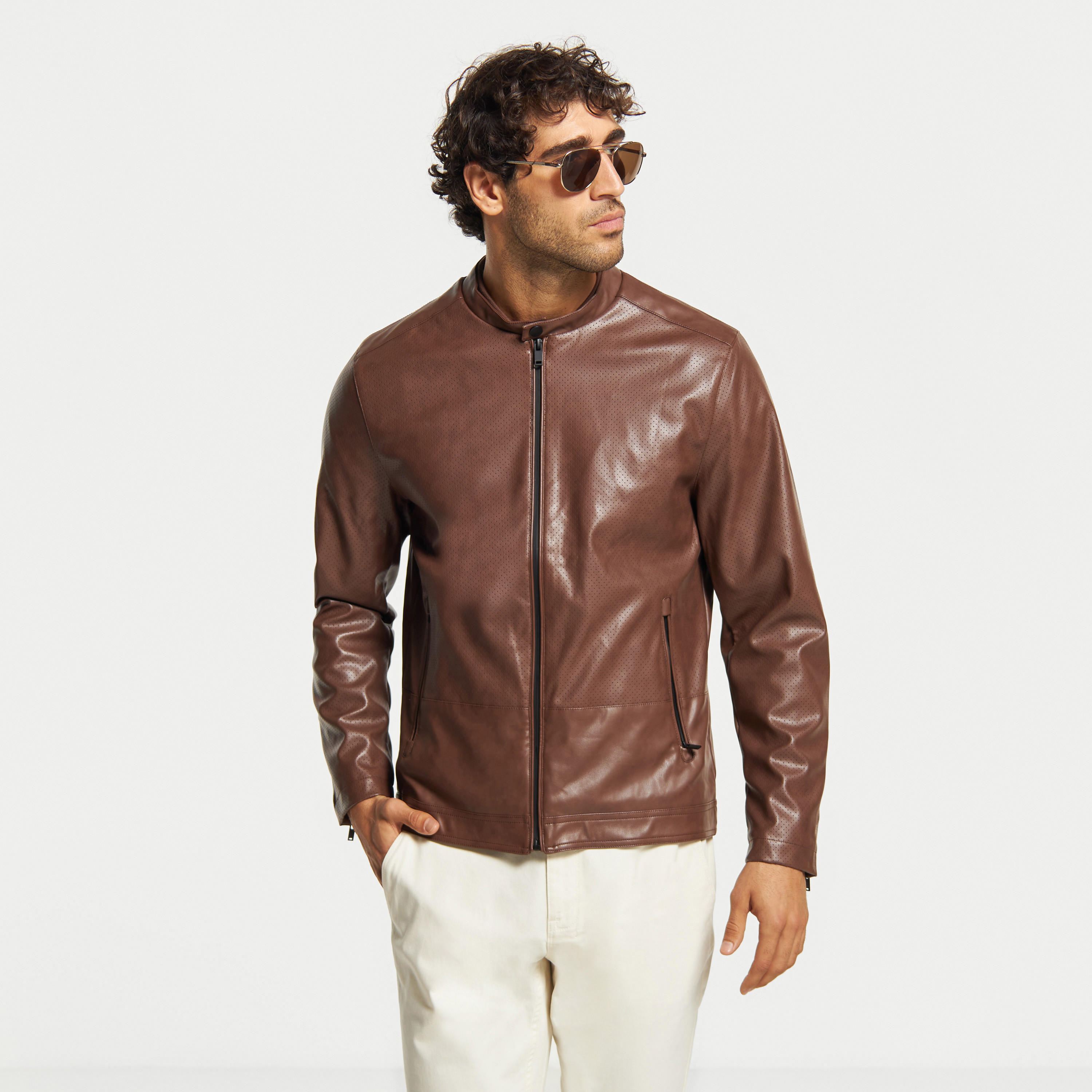 جاكيت بايكر بارز الملمس بياقة ماندارين وجيوب-men-clothing-jacketsandblazers-jackets-image-6