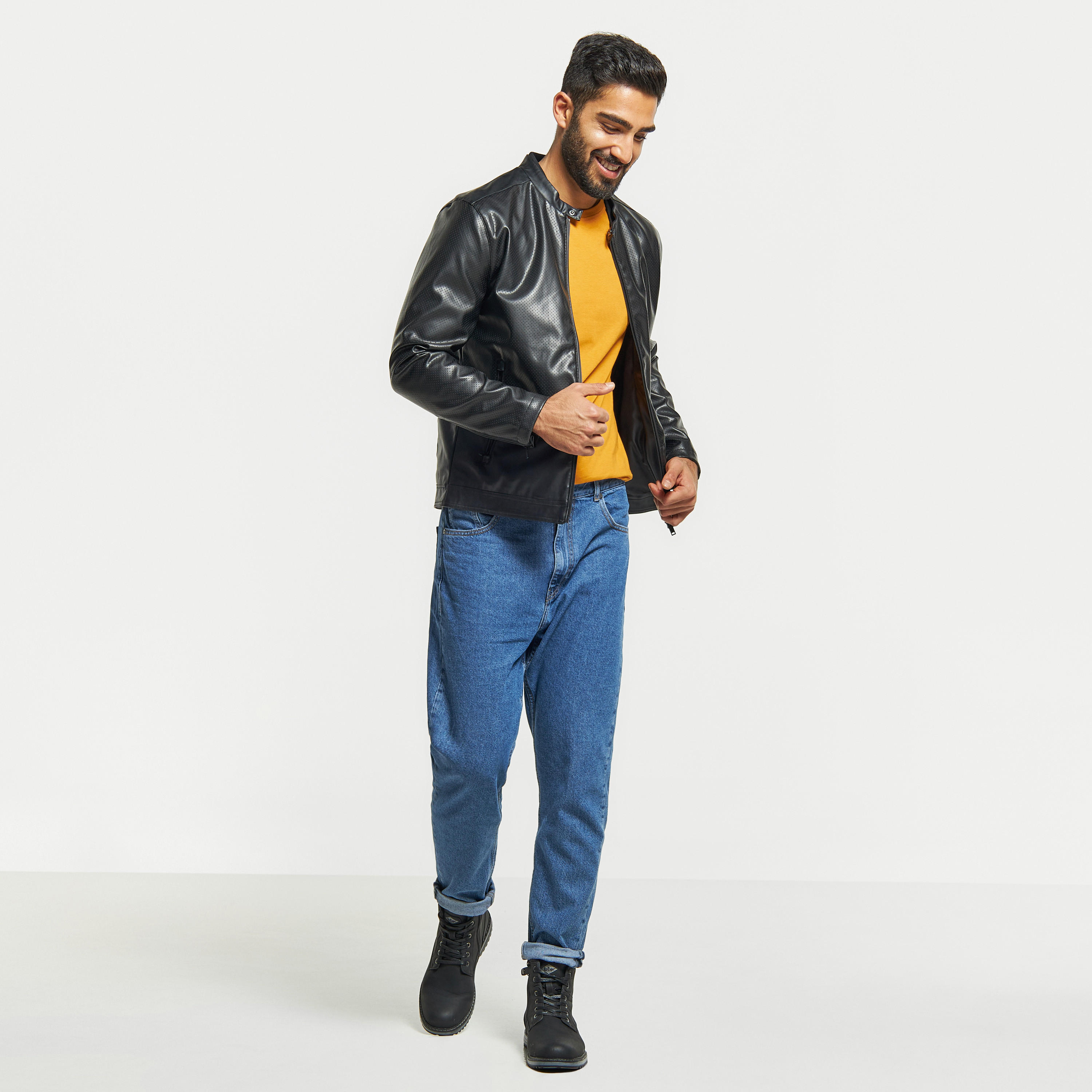 جاكيت بايكر بارز الملمس بياقة ماندارين وجيوب-men-clothing-jacketsandblazers-jackets-image-2