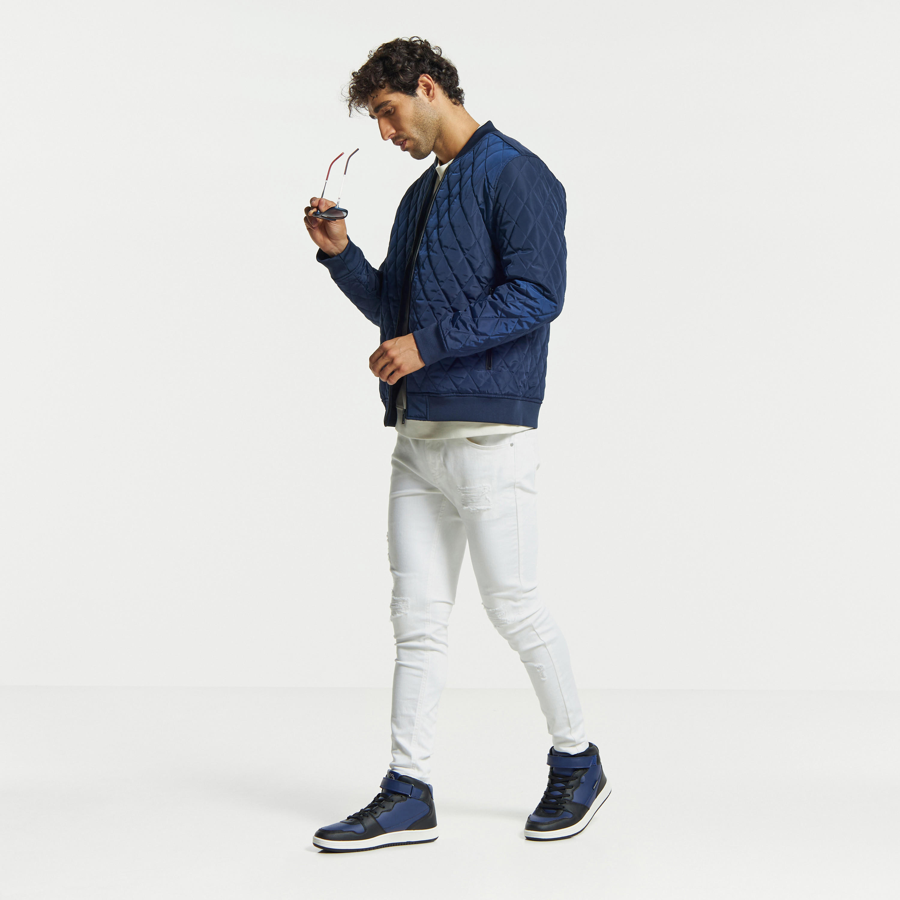 Quilted Bomber Jacket with Long Sleeves and Pockets-men-clothing-jacketsandblazers-jackets-image-2
