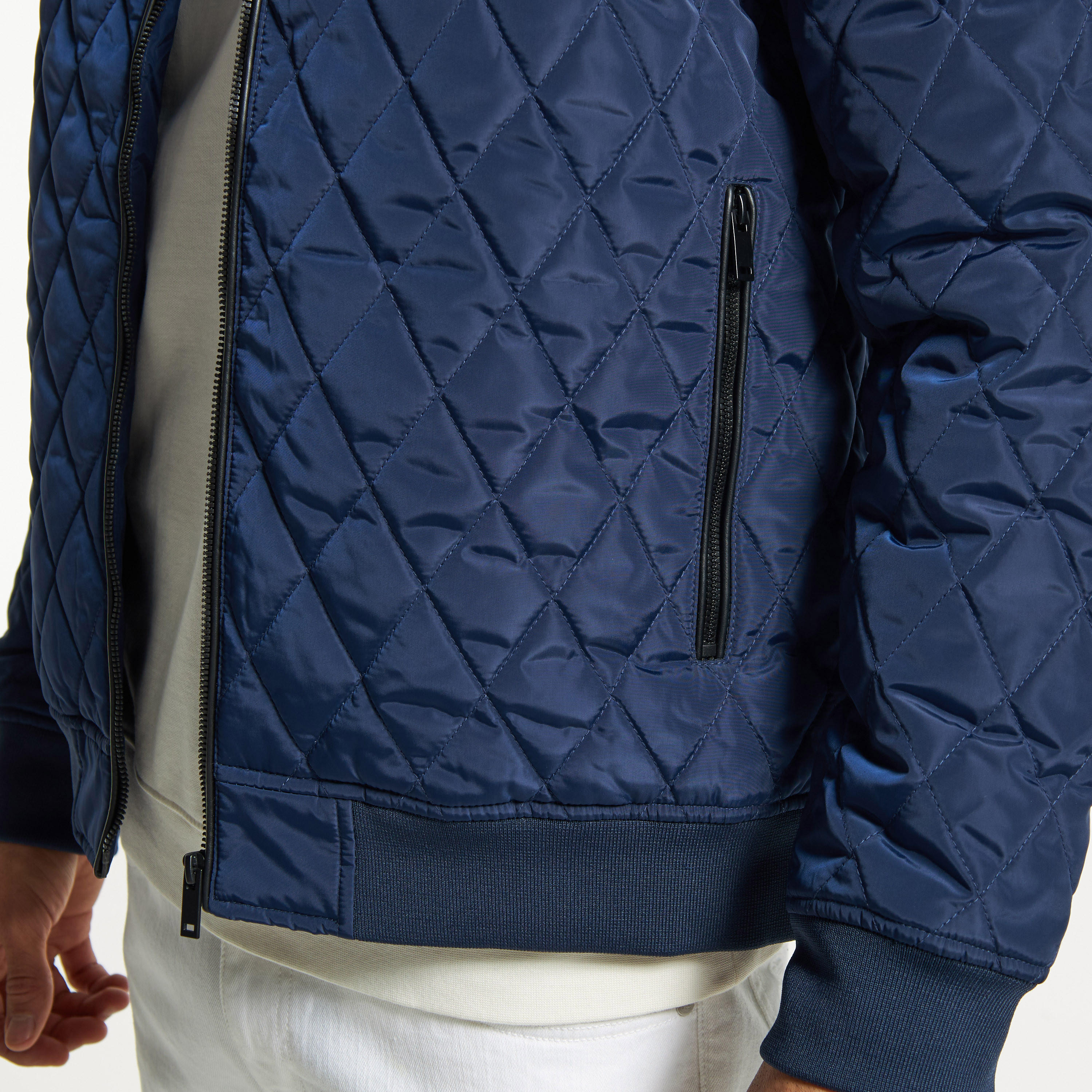 Quilted Bomber Jacket with Long Sleeves and Pockets-men-clothing-jacketsandblazers-jackets-image-4