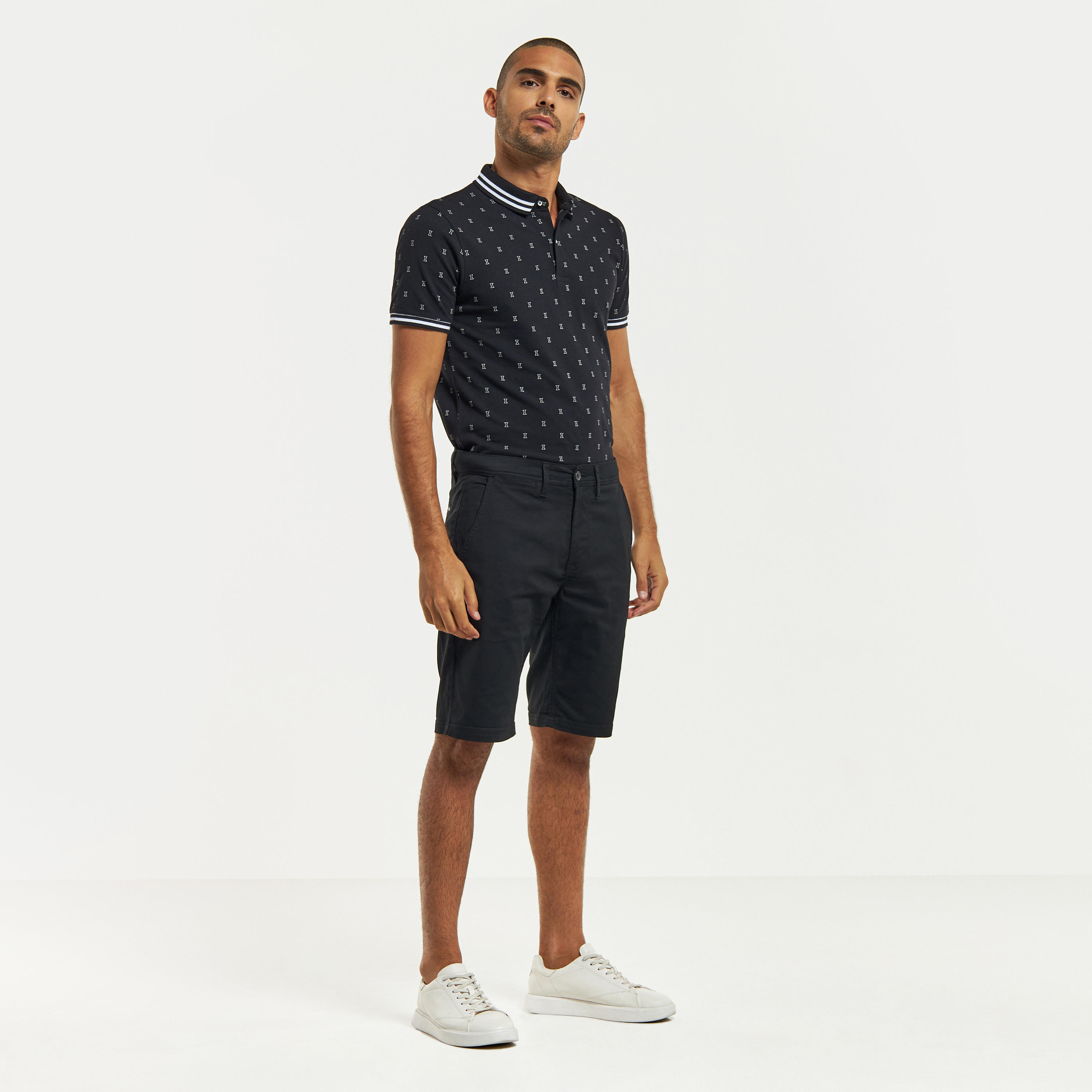 Solid Shorts with Button Closure and Pockets-men-clothing-bottoms-shorts-image-2