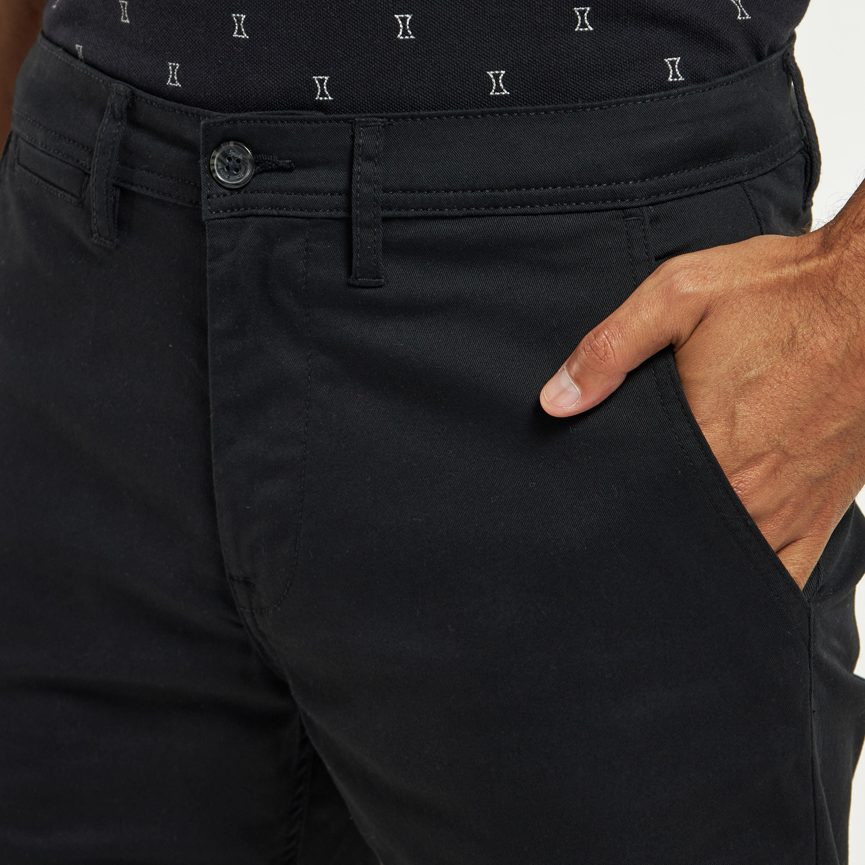Solid Shorts with Button Closure and Pockets-men-clothing-bottoms-shorts-image-4