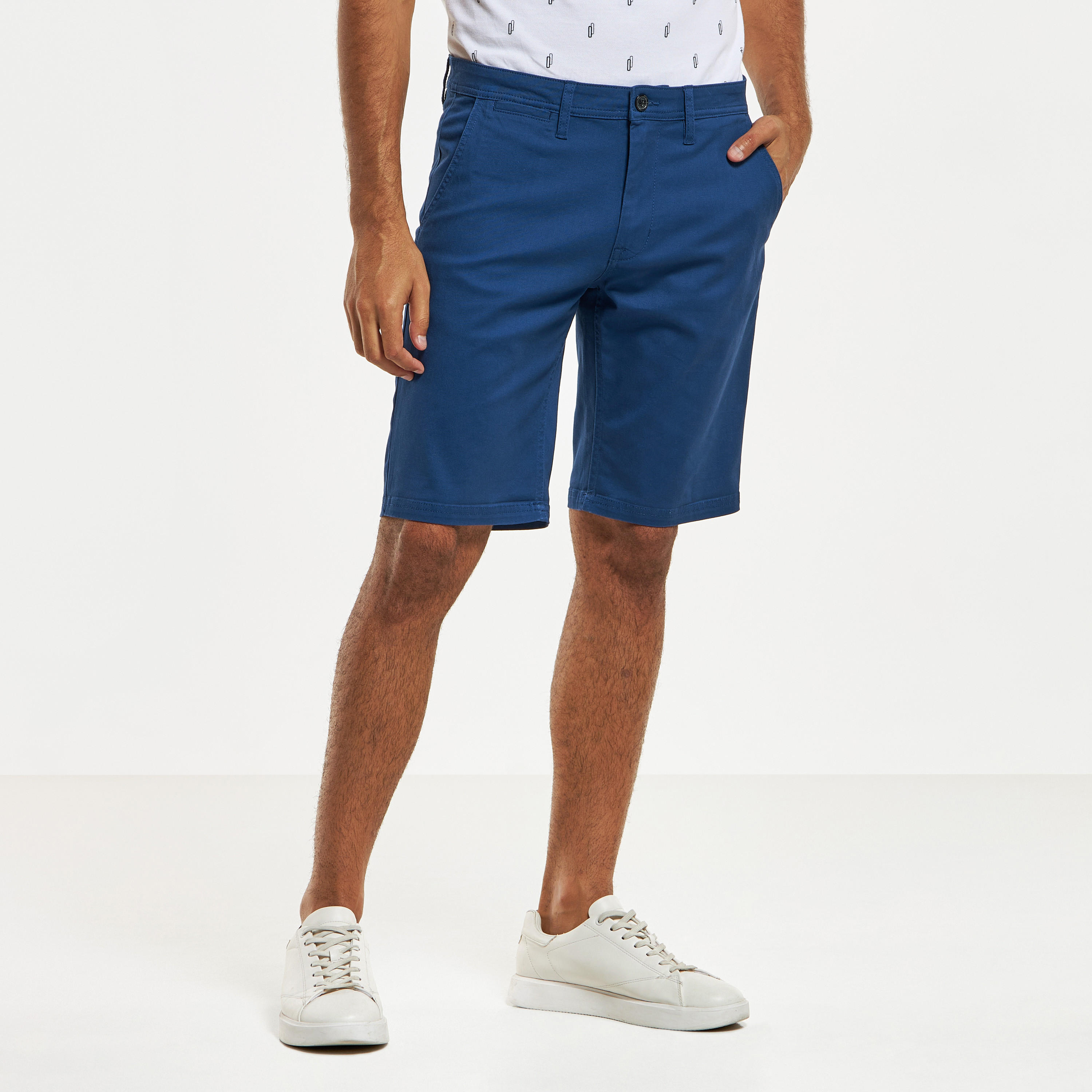 Solid Shorts with Button Closure and Pockets-men-clothing-bottoms-shorts-image-5