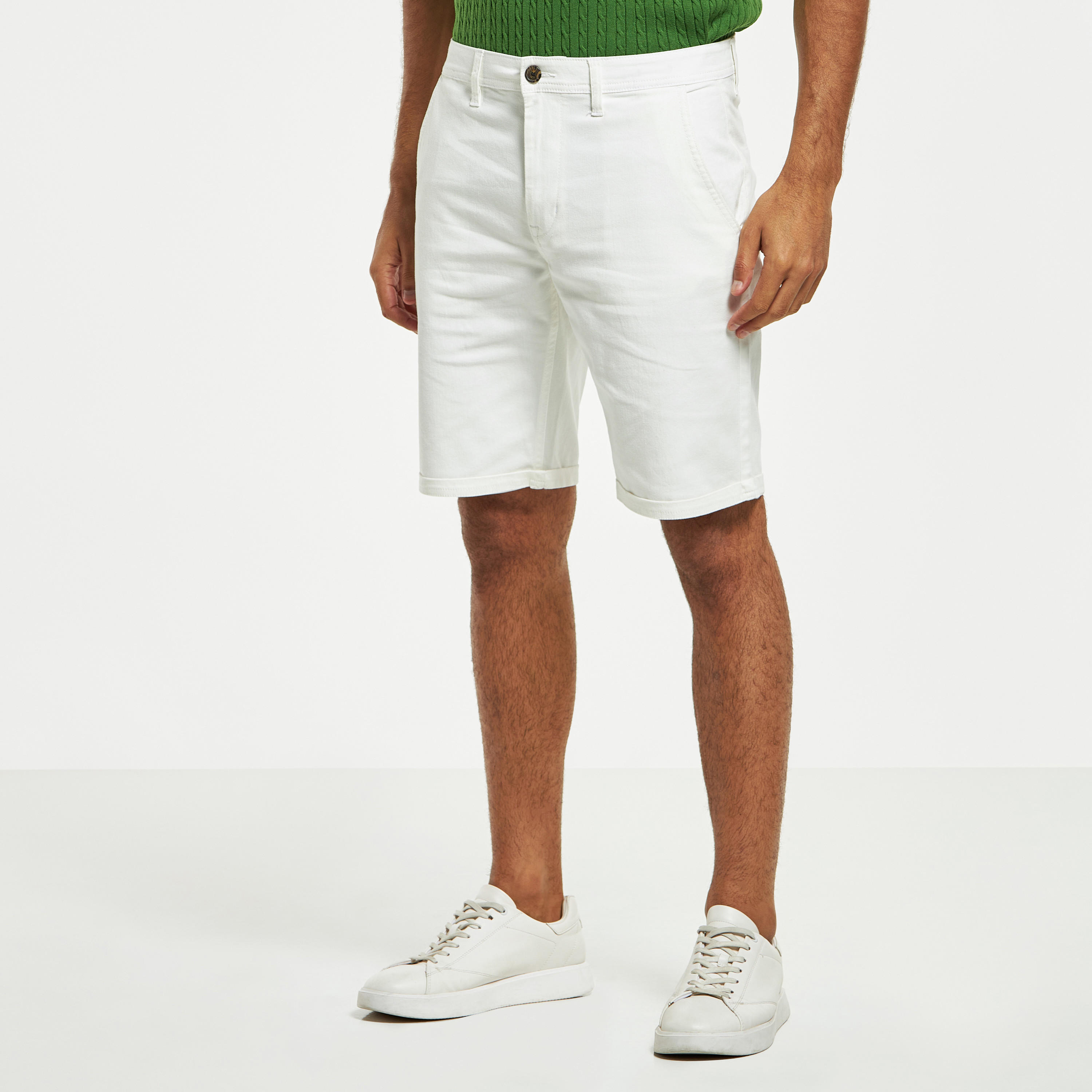 Solid Shorts with Button Closure and Pockets-men-clothing-bottoms-shorts-image-9