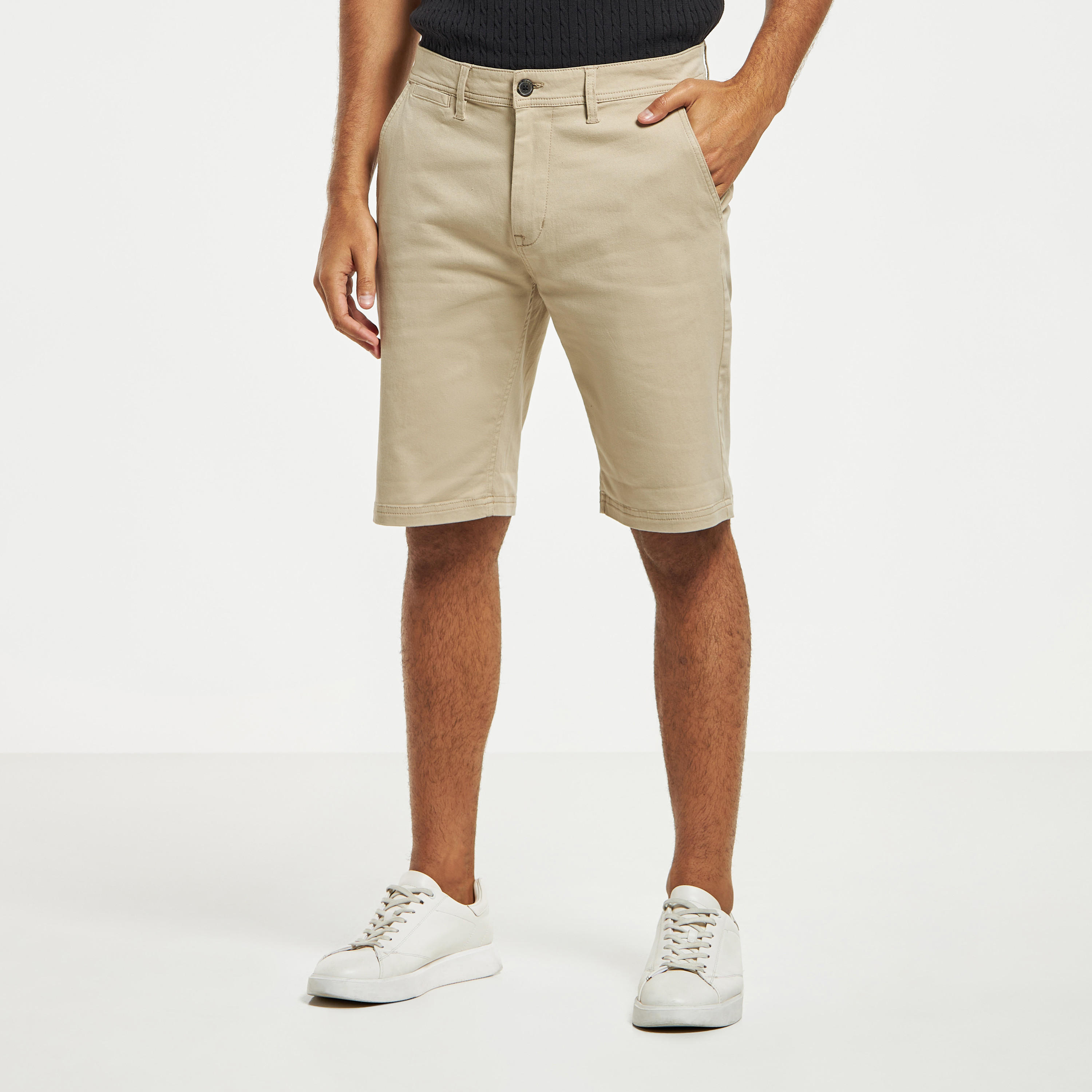 Solid Shorts with Button Closure and Pockets-men-clothing-bottoms-shorts-image-13