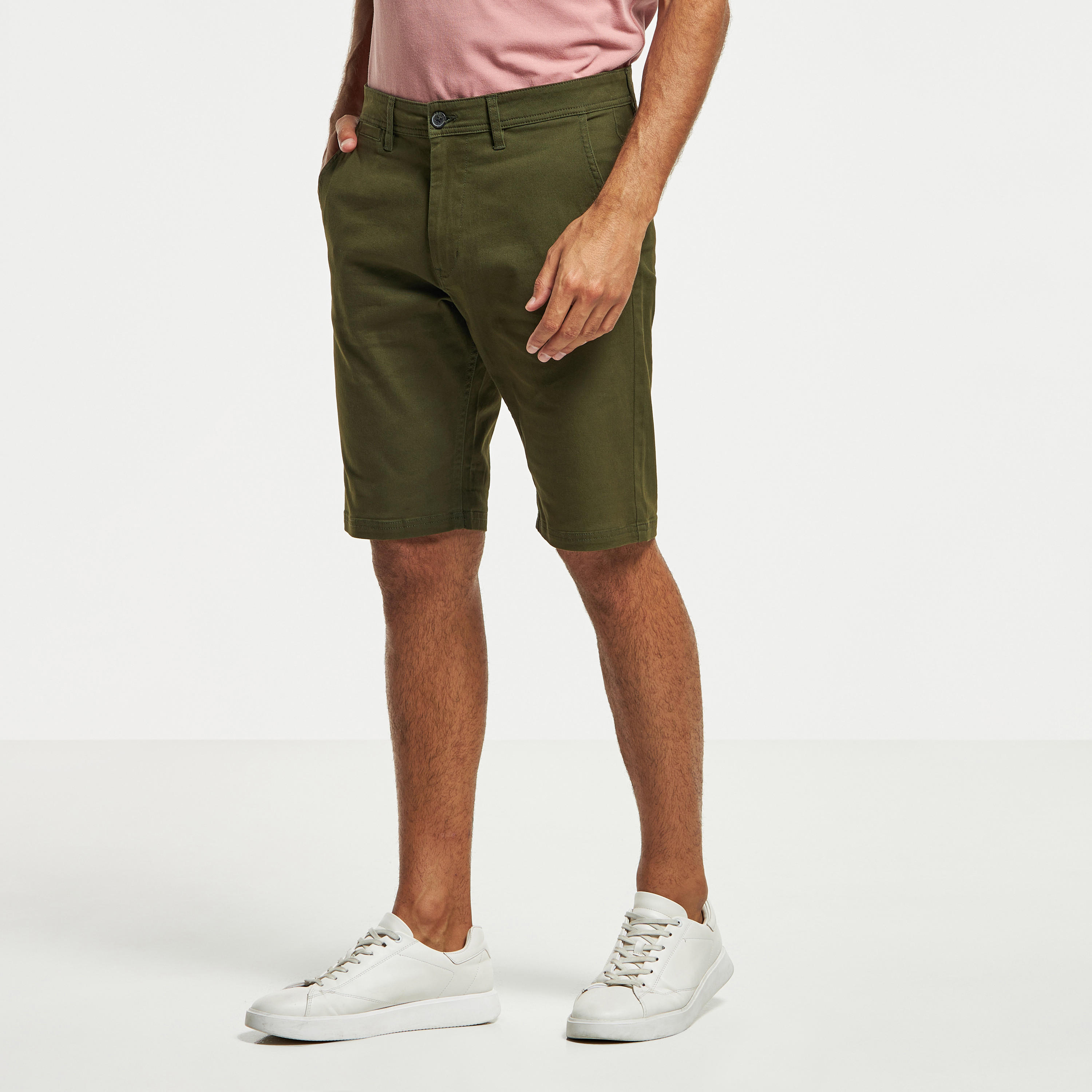 Solid Shorts with Button Closure and Pockets-men-clothing-bottoms-shorts-image-17