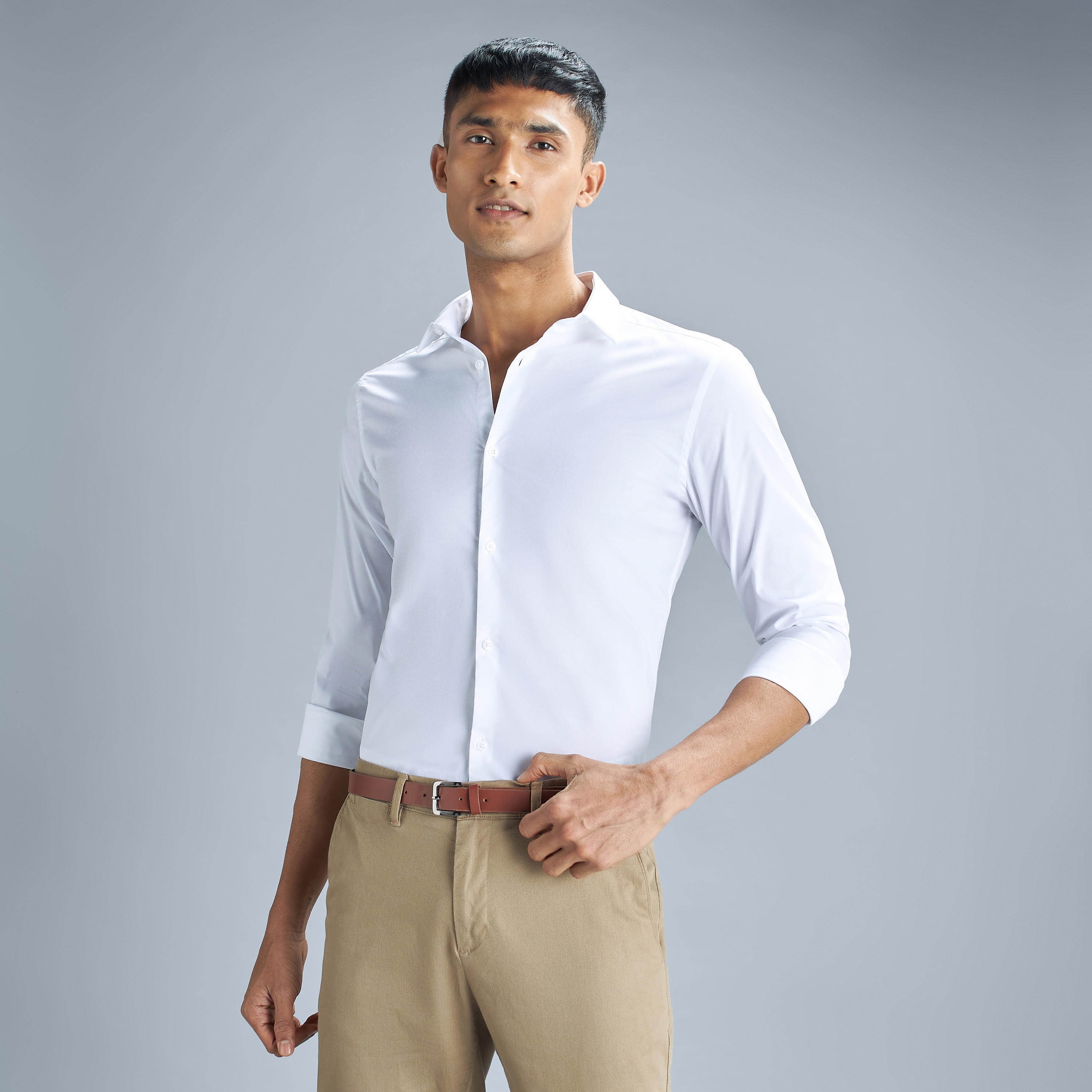 Solid Shirt with Long Sleeves and Button Closure-men-clothing-shirts-image-1
